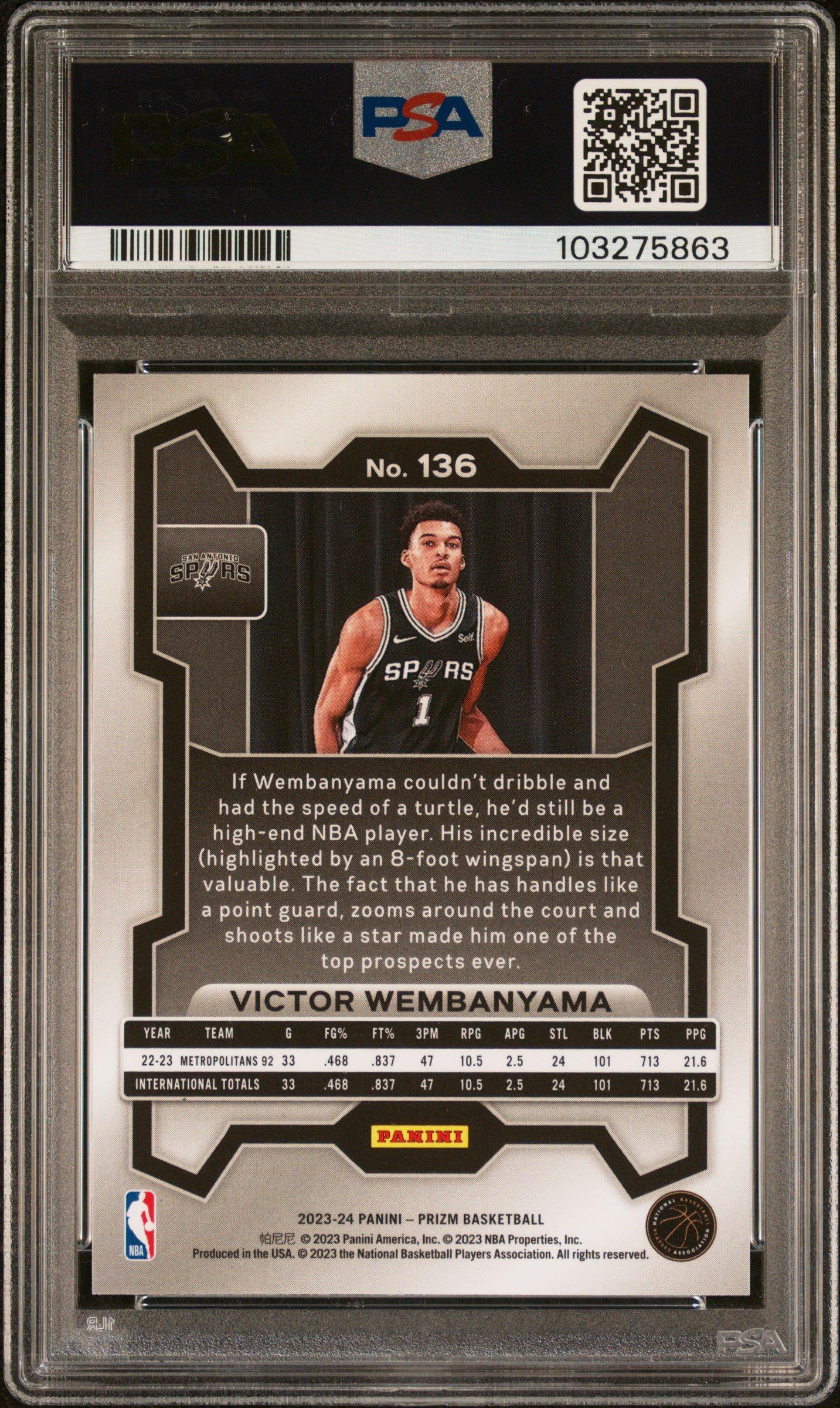 2023 Panini Prizm 136 Victor Wembanyama PSA 10 Graded Card | GameStop