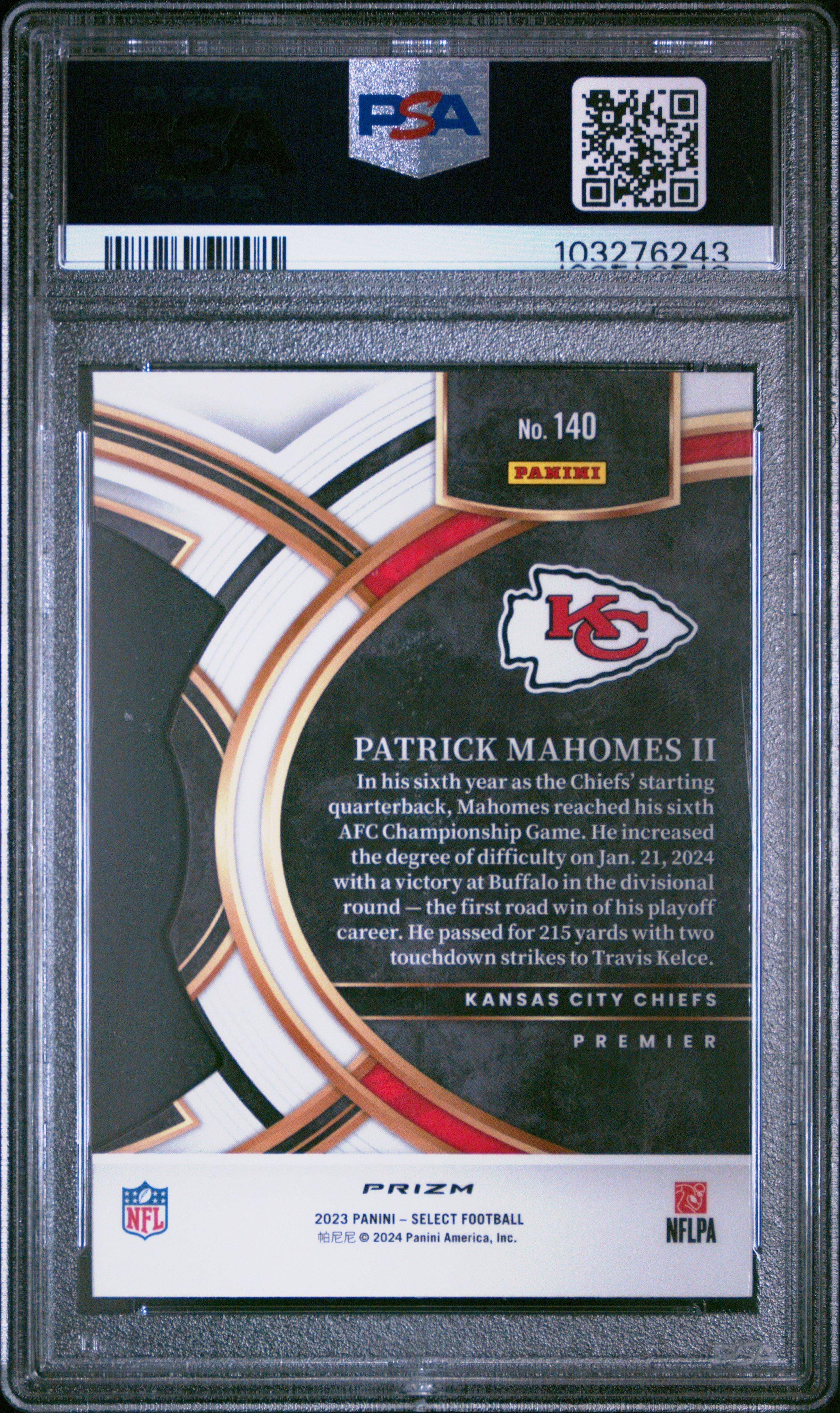 2023 Panini Select 140 Patrick Mahomes Ii Die-cut Red & Blue Prizm PSA 10