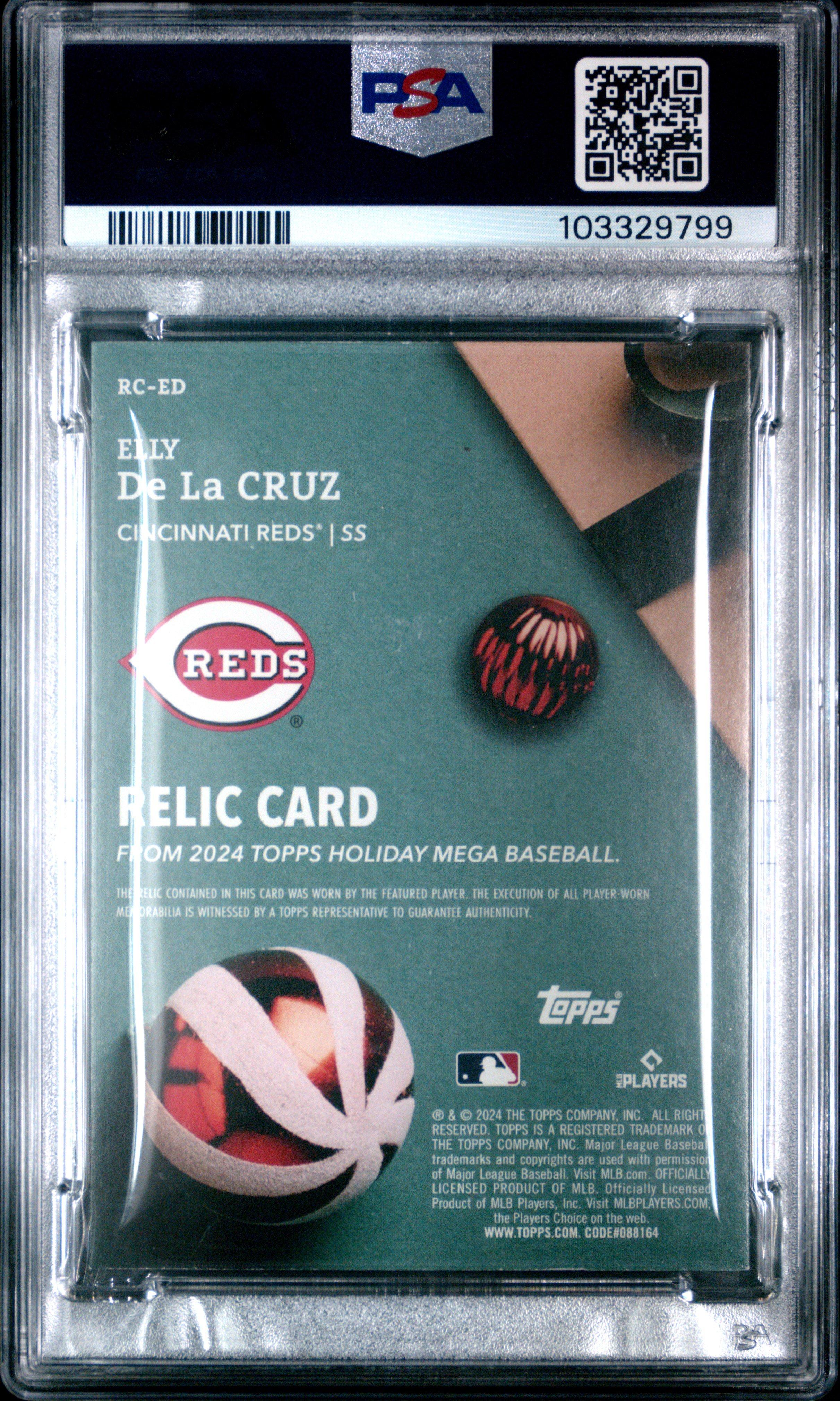 2024 Topps Holiday Relics Rced Elly De La Cruz PSA 8 Graded Card 