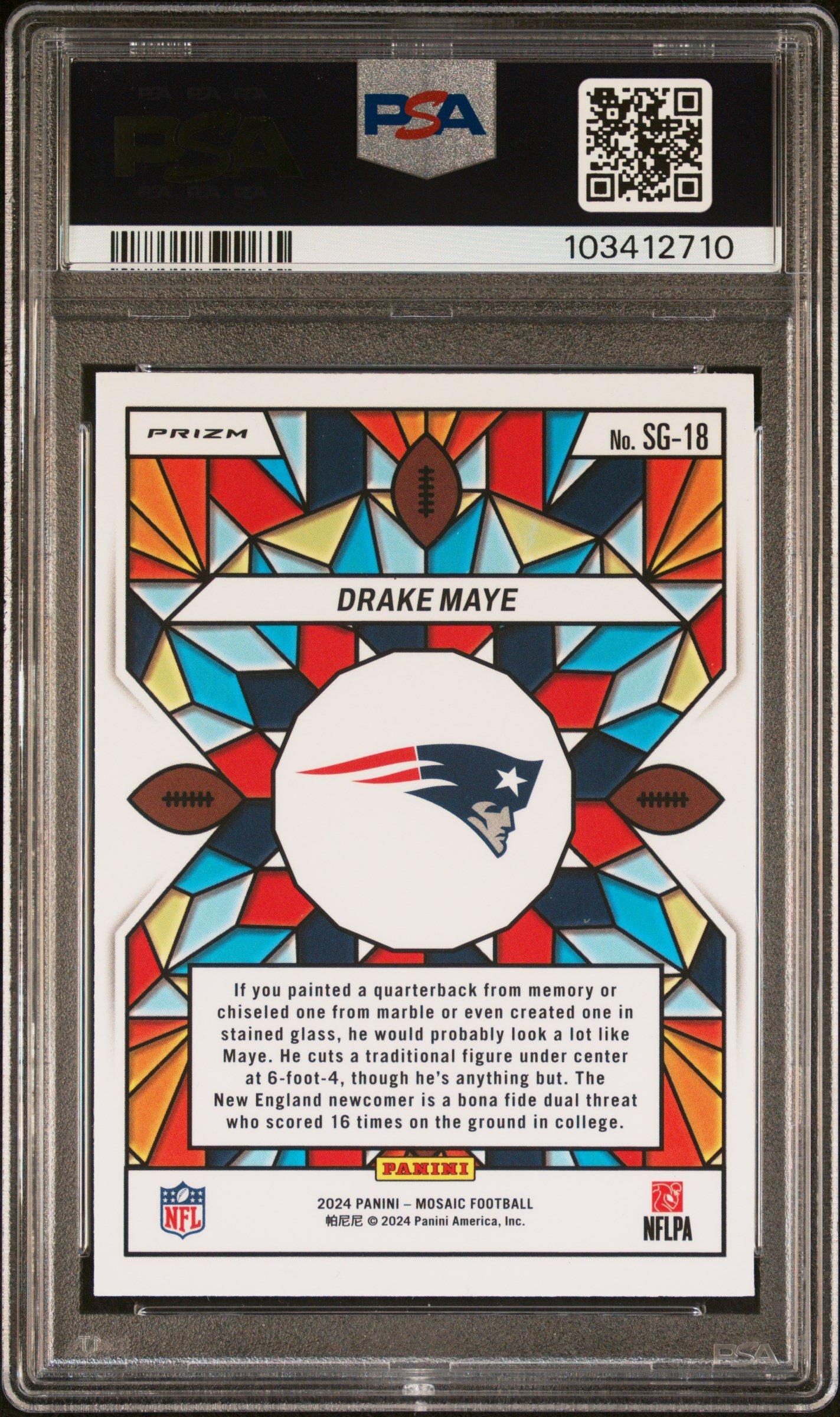 2024 Panini Mosaic Stained Glass Sg18 Drake Maye PSA 9