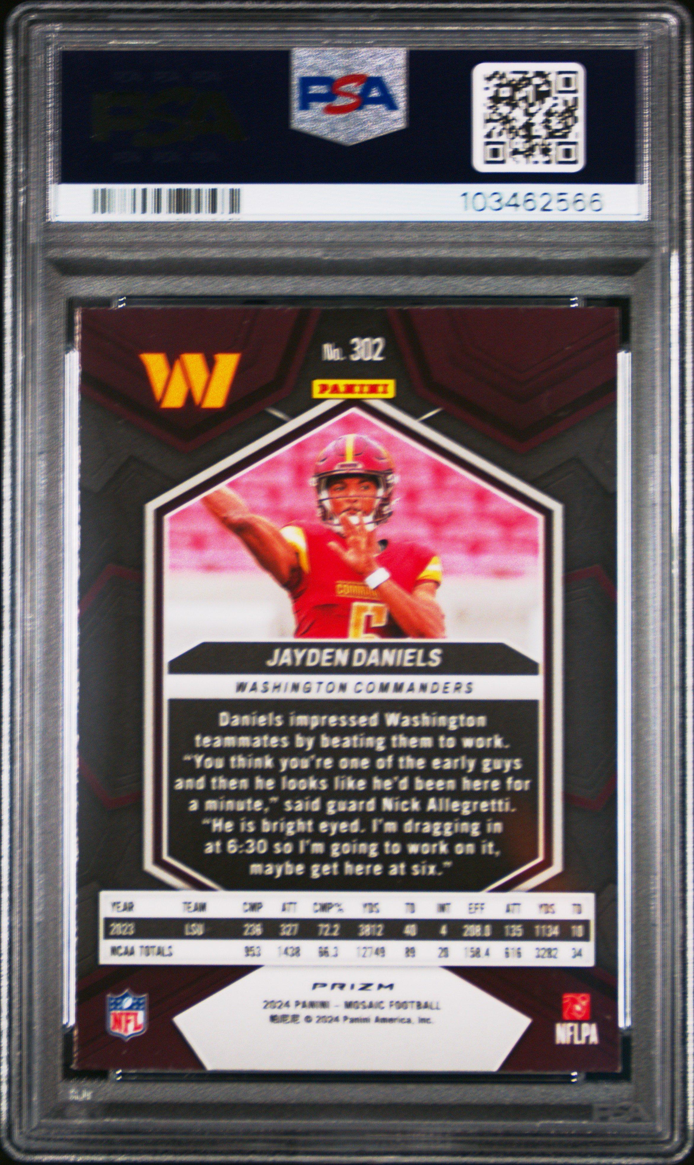 2024 Panini Mosaic Jayden Daniels Green PSA