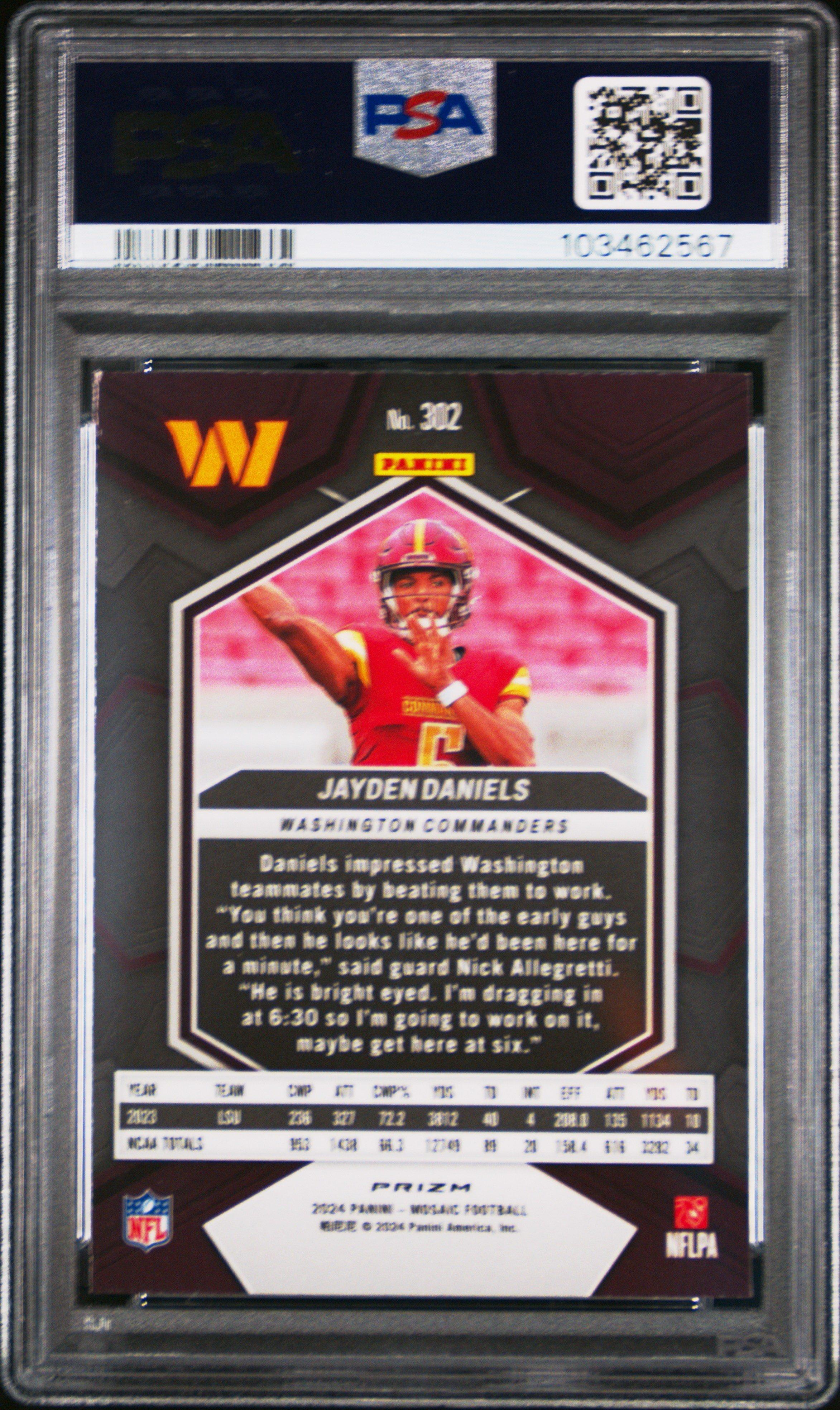 2024 Panini Mosaic Jayden Daniels Reactive PSA