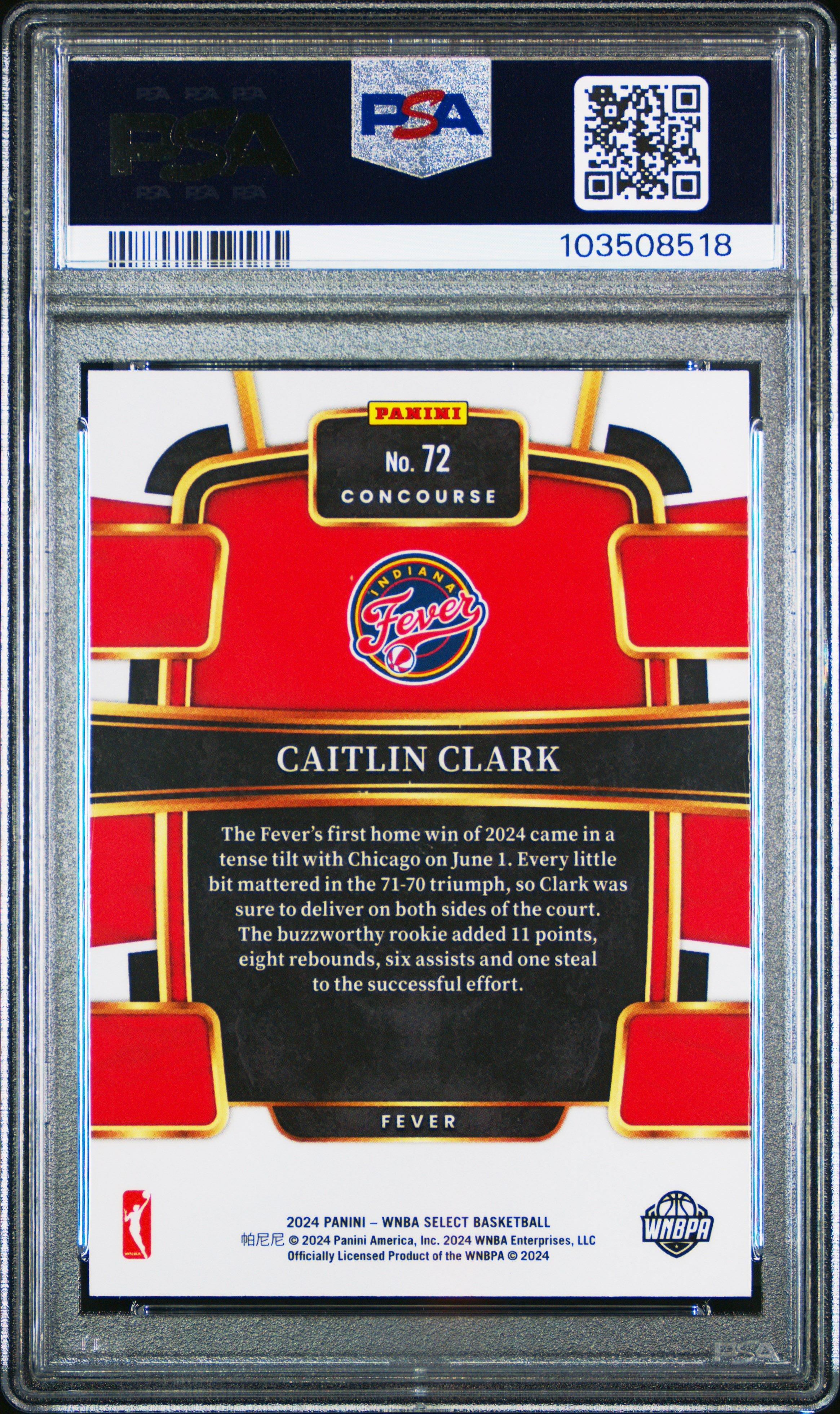 2024 Panini Select Wnba 72 Caitlin Clark PSA