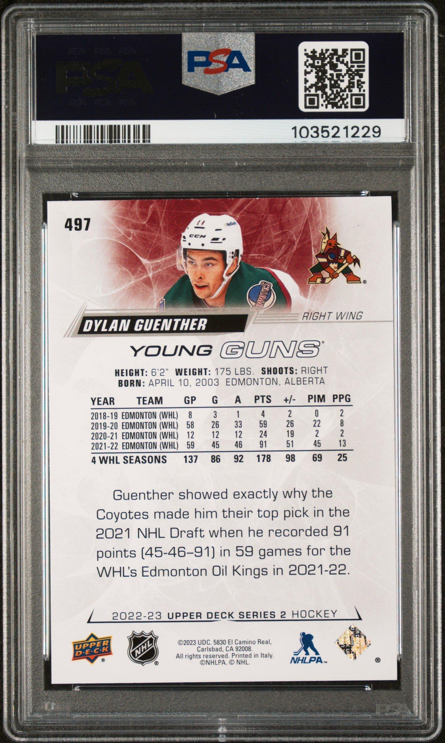 2022 Upper Deck 497 Dylan Guenther PSA 10