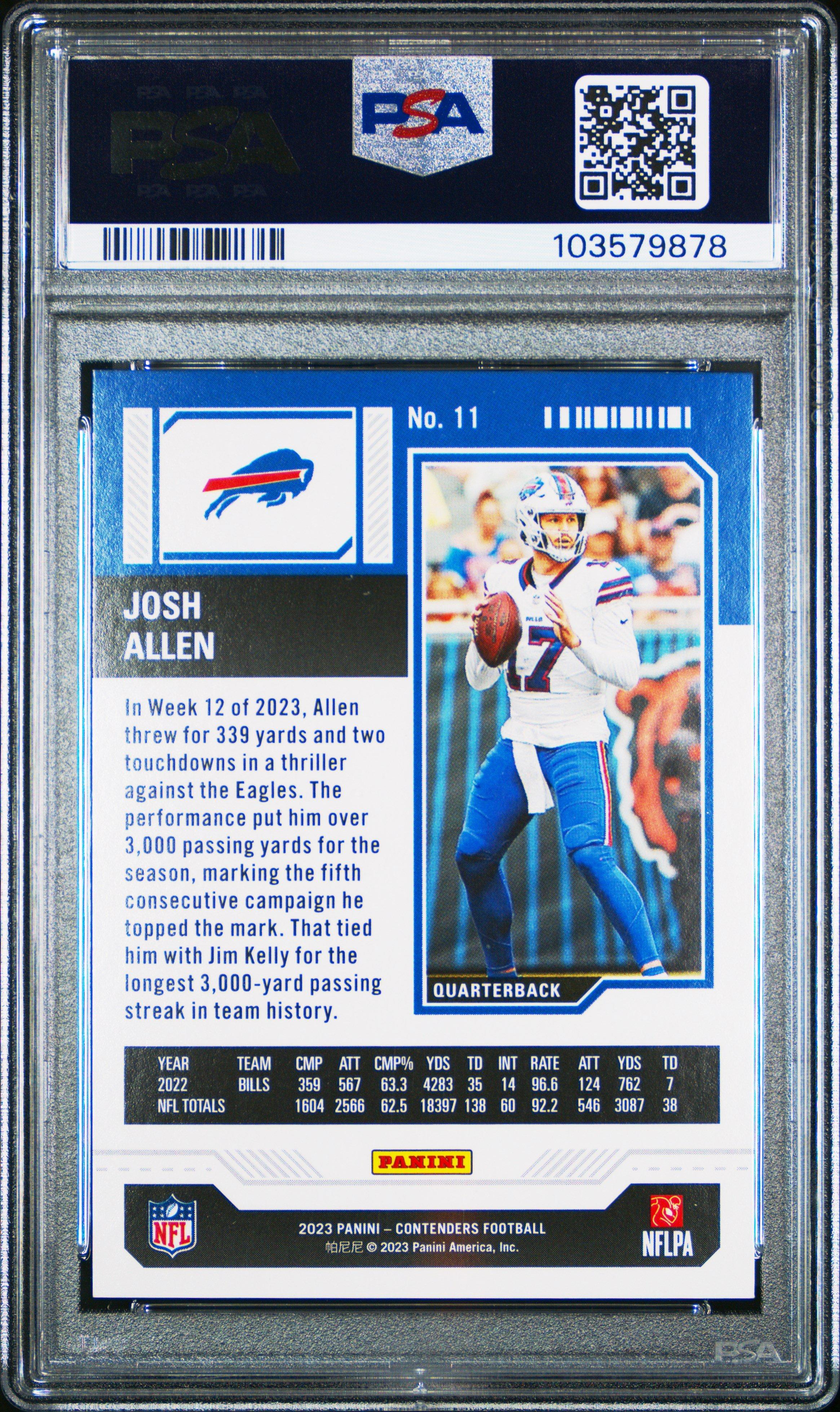 2023 Panini Contenders 11 Josh Allen Playoff Ticket PSA 9