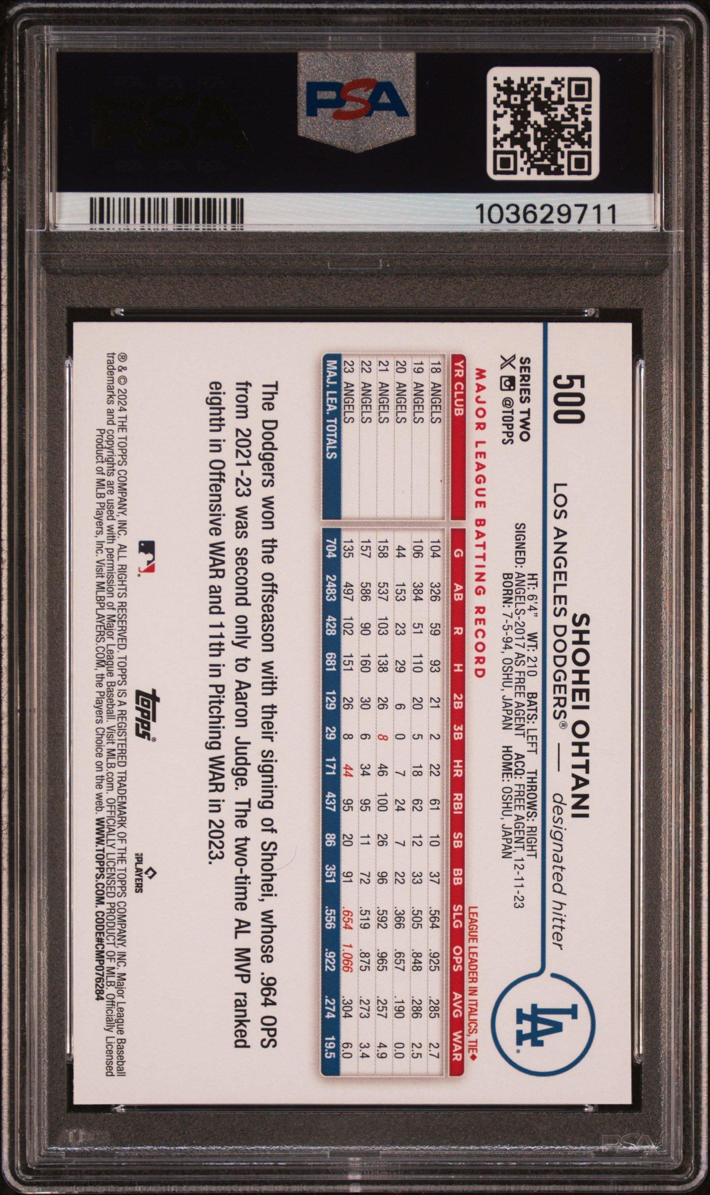 2024 Topps 500 Shohei Ohtani True Photo PSA 8