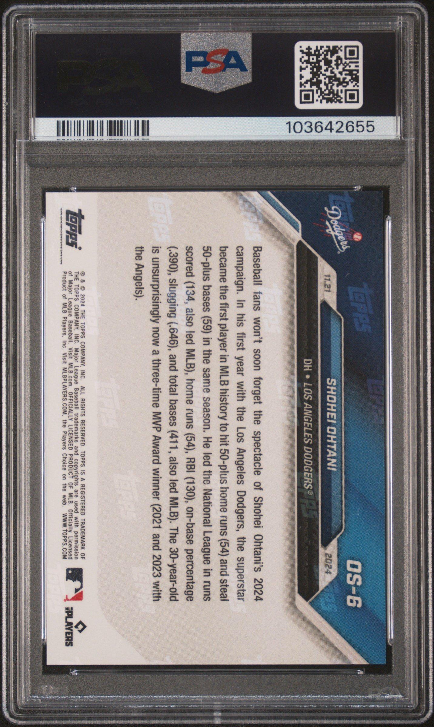 2024 Topps Now Offseason Os6 Shohei Ohtani PSA 10