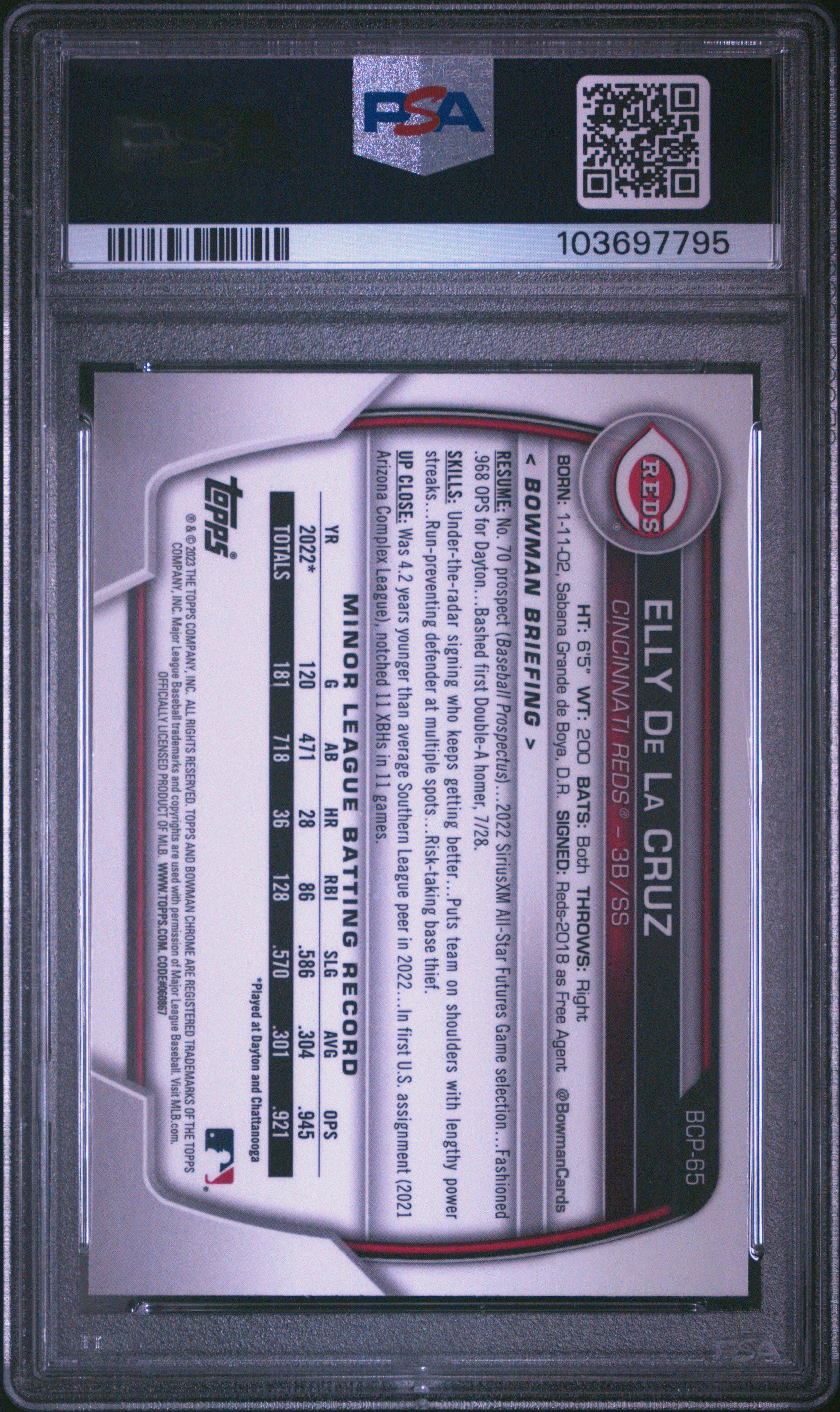 2023 Bowman Mega Box Chrome 65 Elly De La Cruz PSA 10