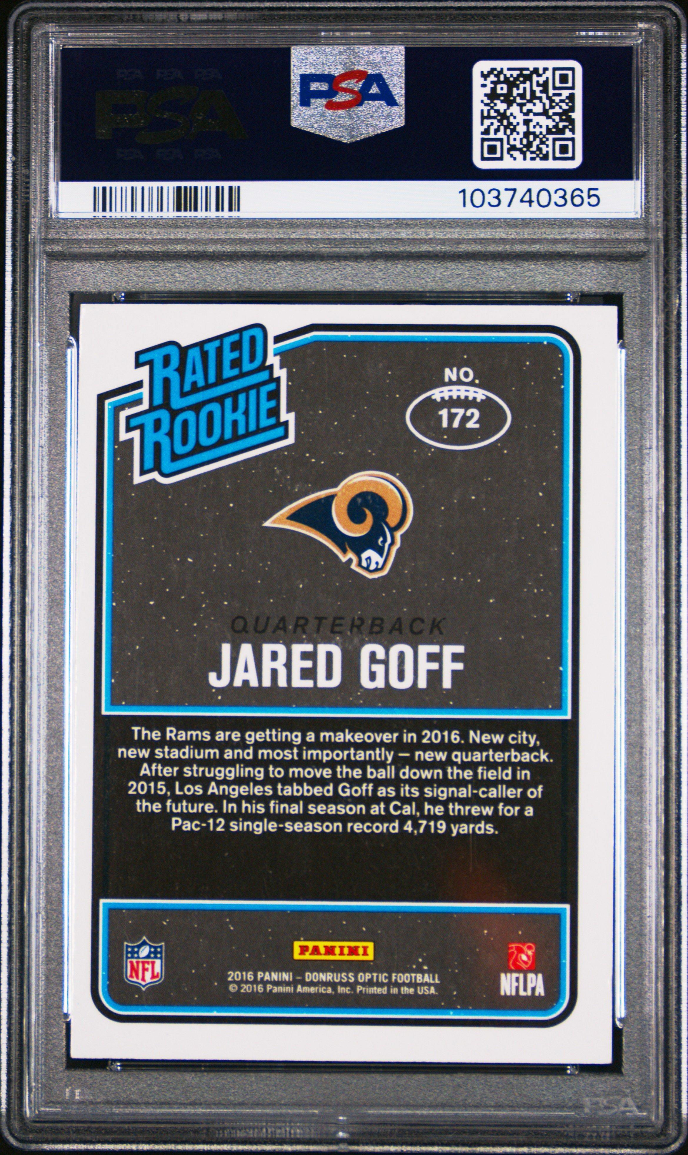 2016 Panini Donruss Optic 172 Jared Goff PSA