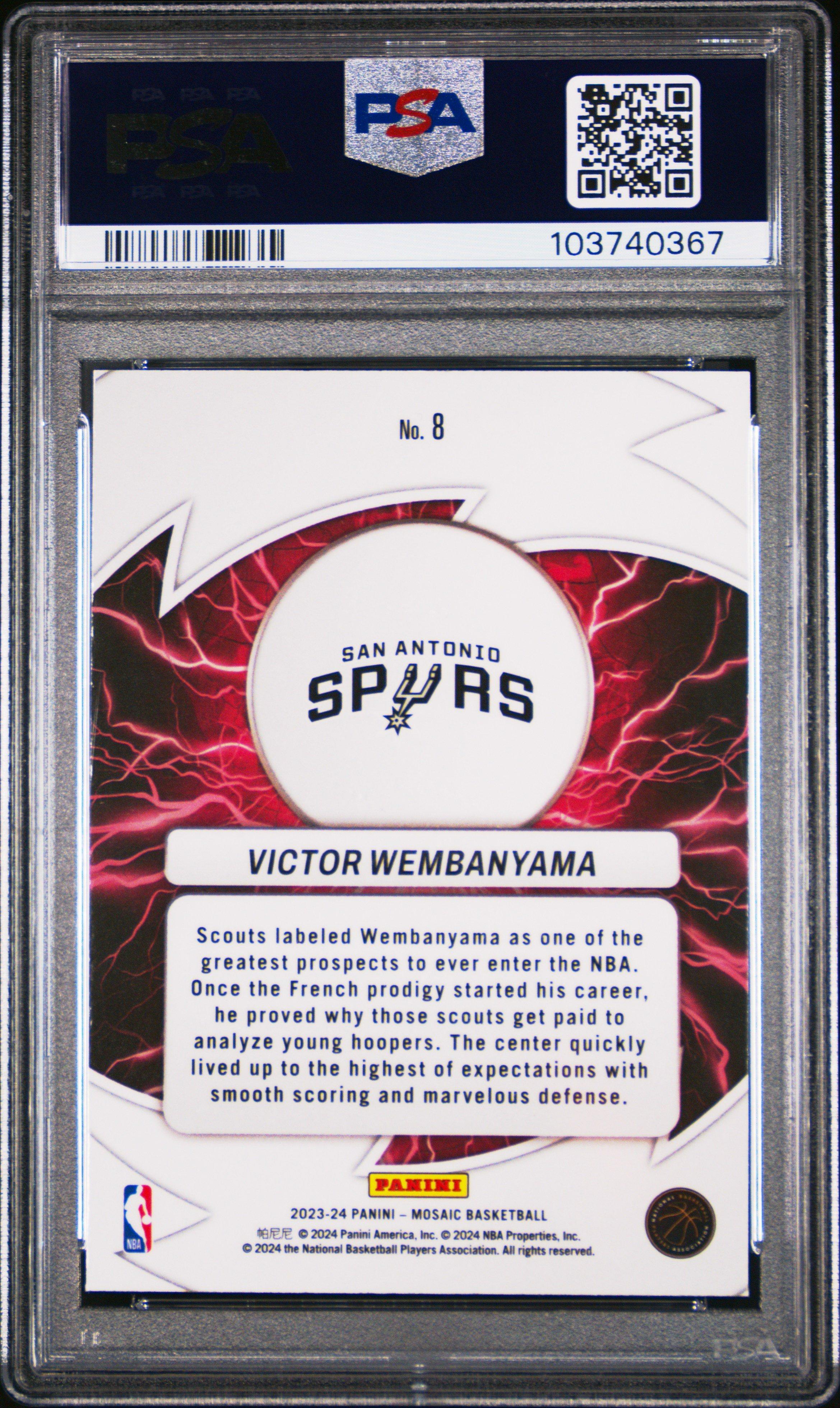 2023 Panini Mosaic Thunder Road 8 Victor Wembanyama PSA 10