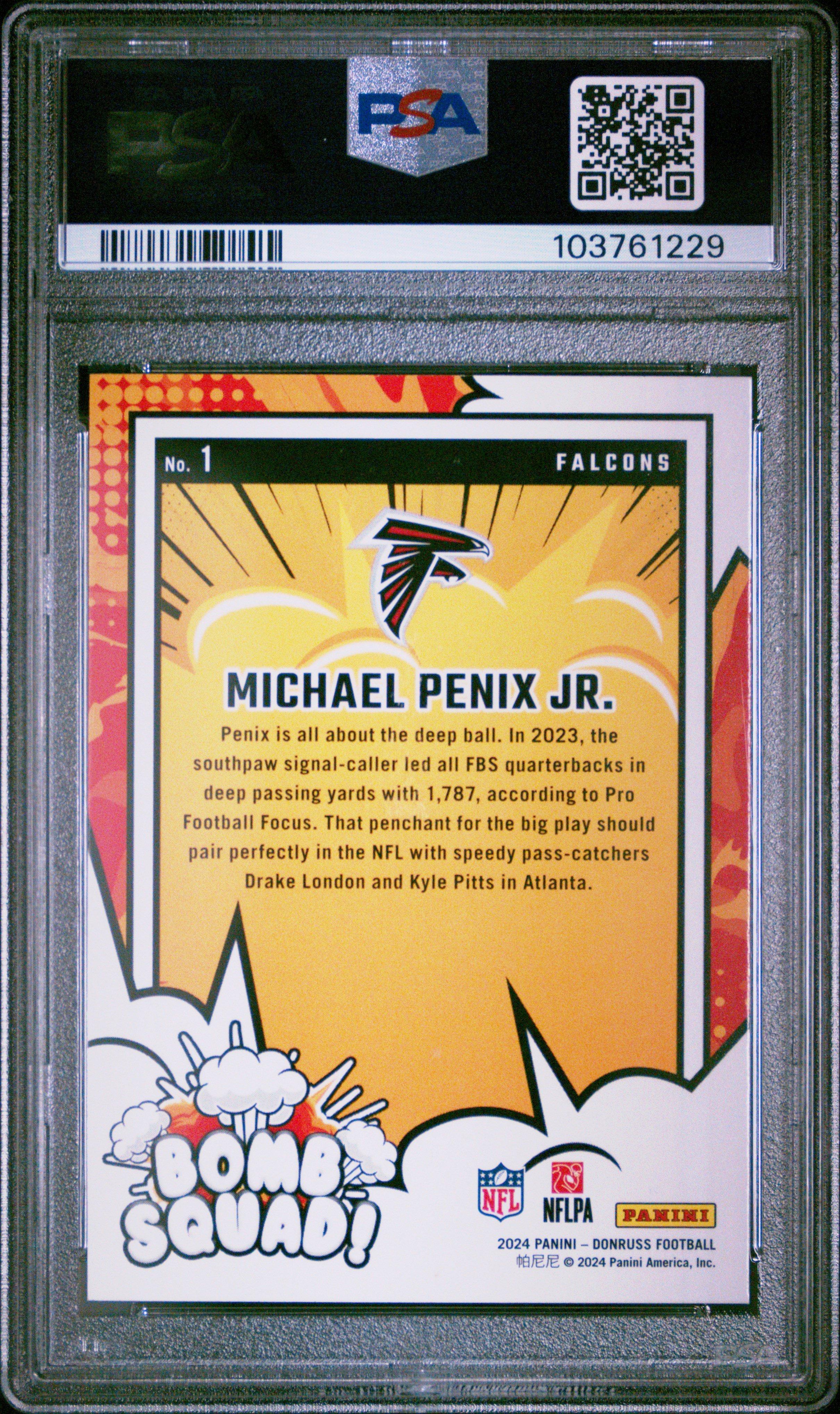 2024 Panini Donruss Bomb Squad 1 Michael Penix Jr. PSA 10