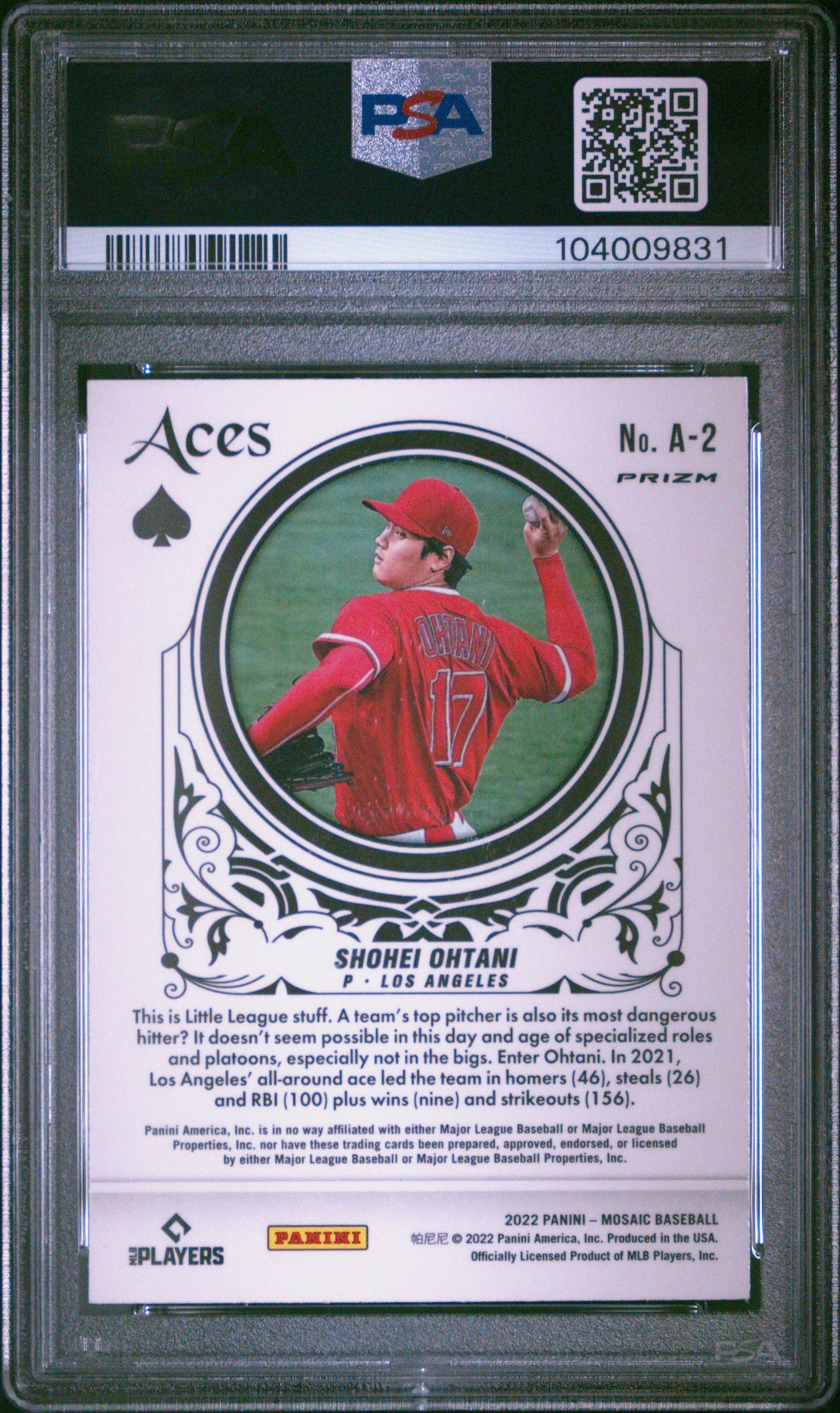 2022 Panini Mosaic Aces A2 Shohei Ohtani Mosaic PSA 10