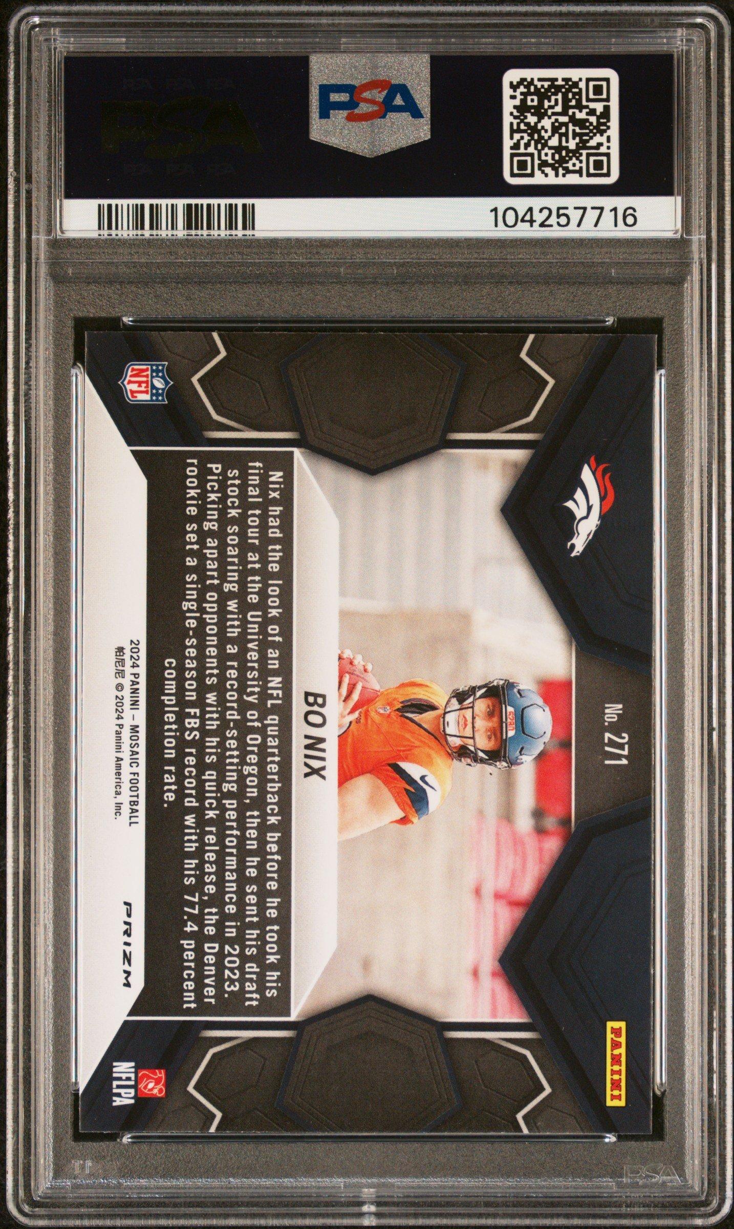 2024 Panini Mosaic 271 Bo Nix Green PSA 10