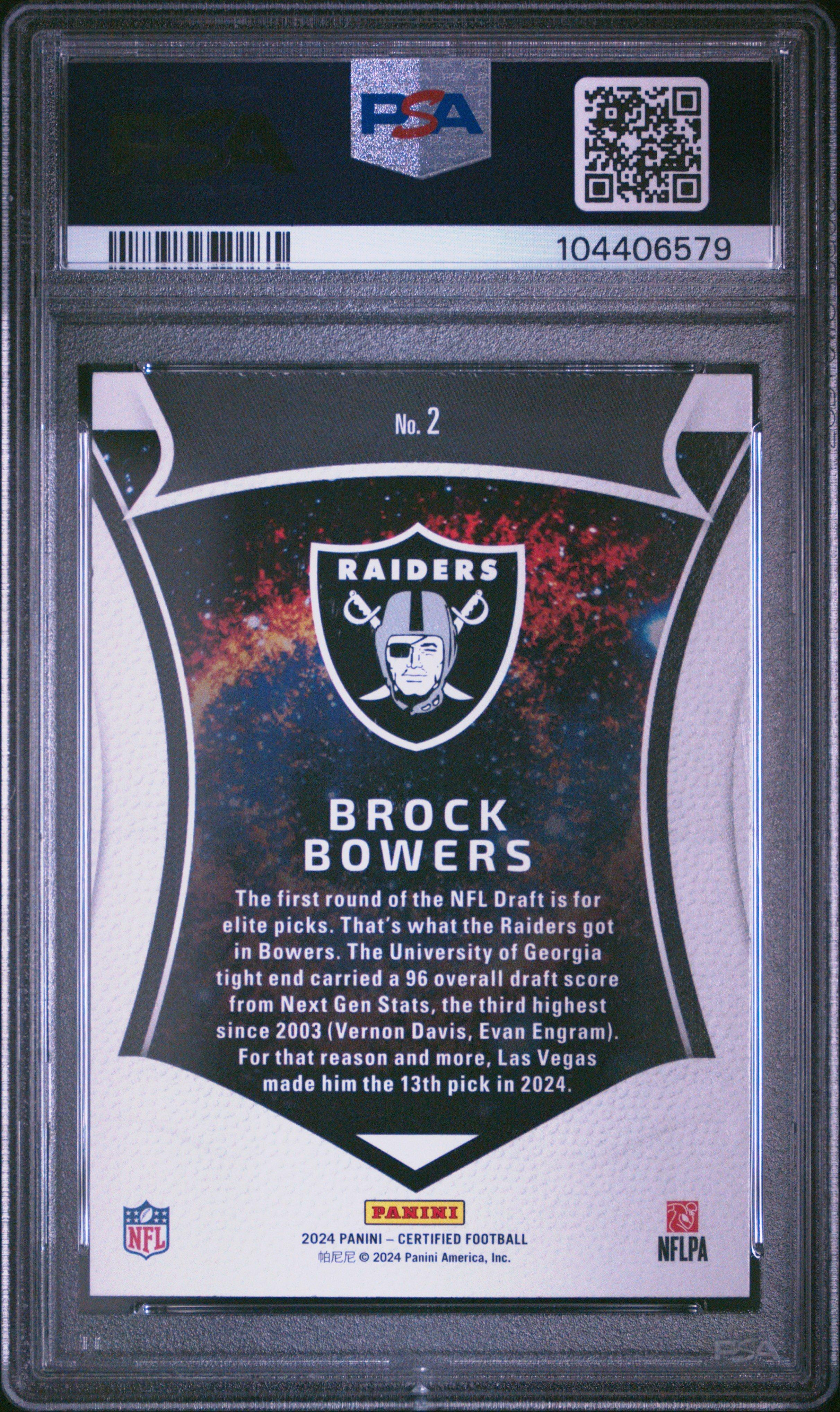 2024 Panini Certified Certified Rookies 2 Brock Bowers PSA 10