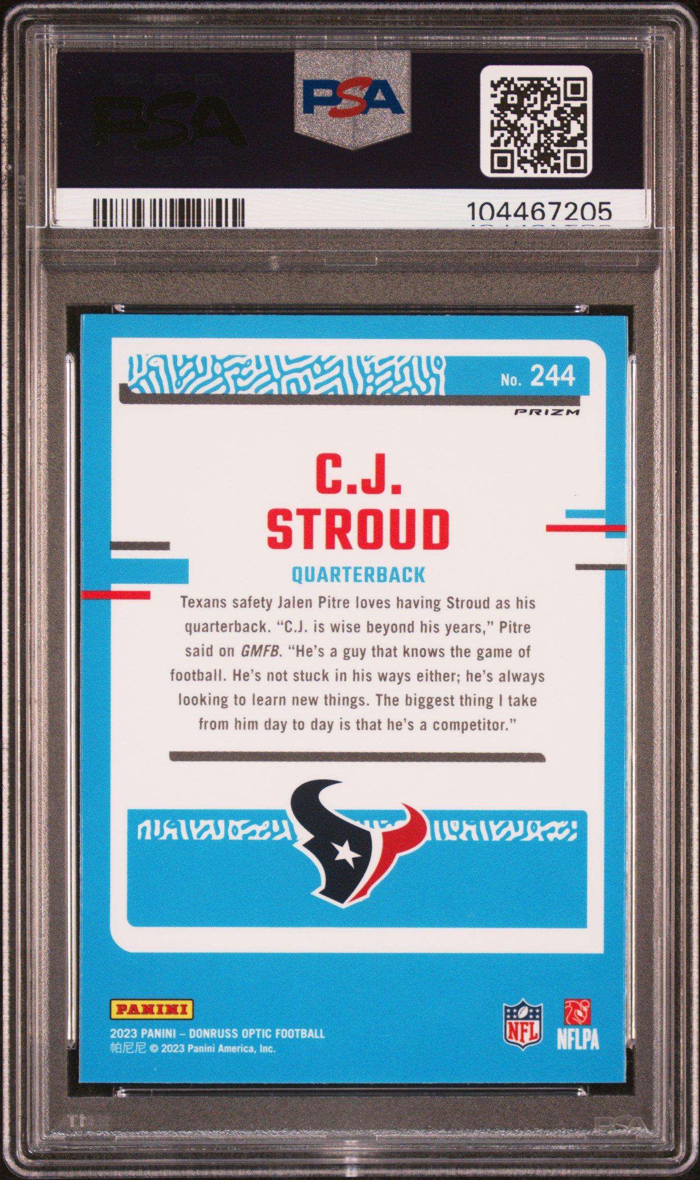 2023 Panini Donruss Optic 244 Cj Stroud Green Hyper PSA