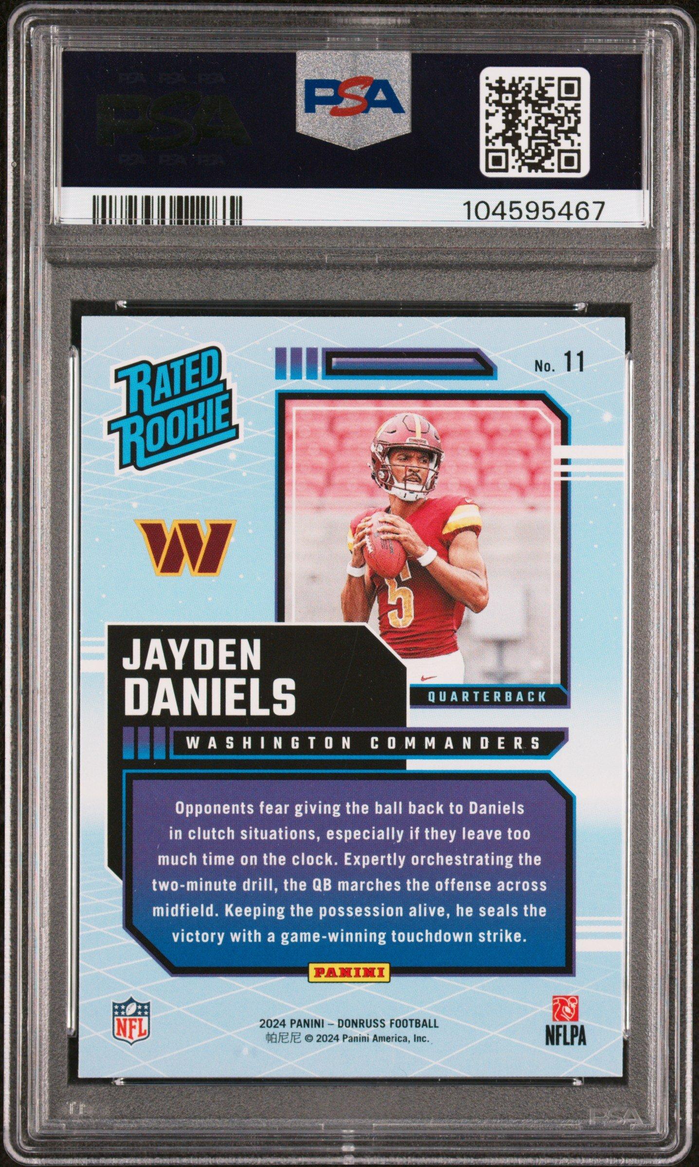 2024 Panini Donruss Rated Rookies Retro 11 Jayden Daniels PSA