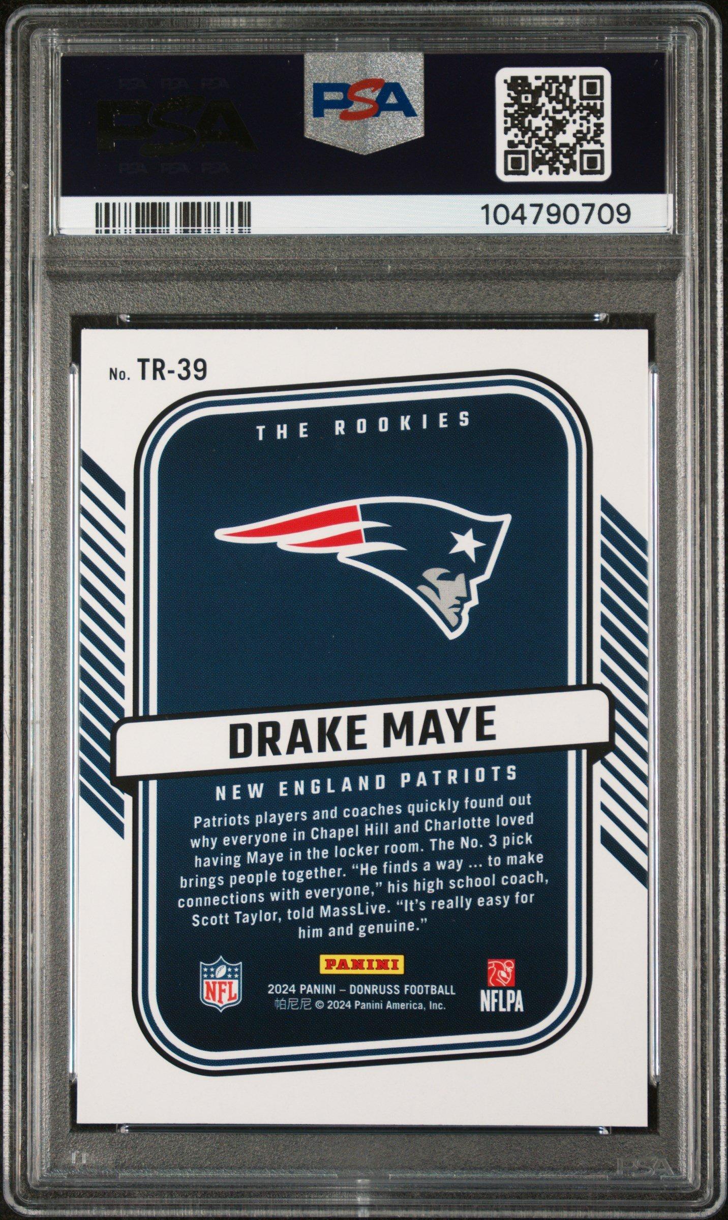2024 Panini Donruss The Rookies Tr39 Drake Maye PSA 10 Graded Card