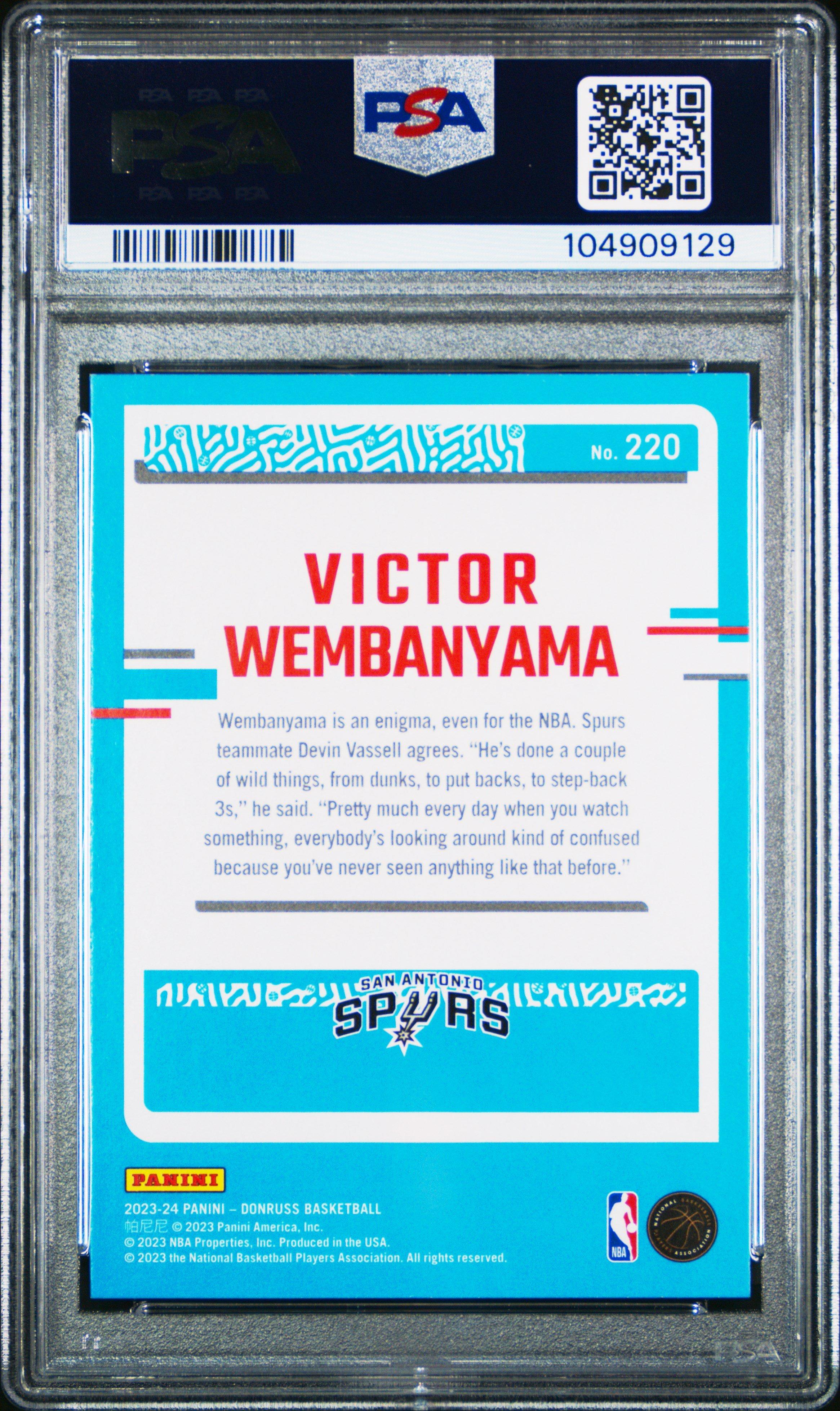 2023 Panini Donruss 220 Victor Wembanyama Holo Green Laser PSA