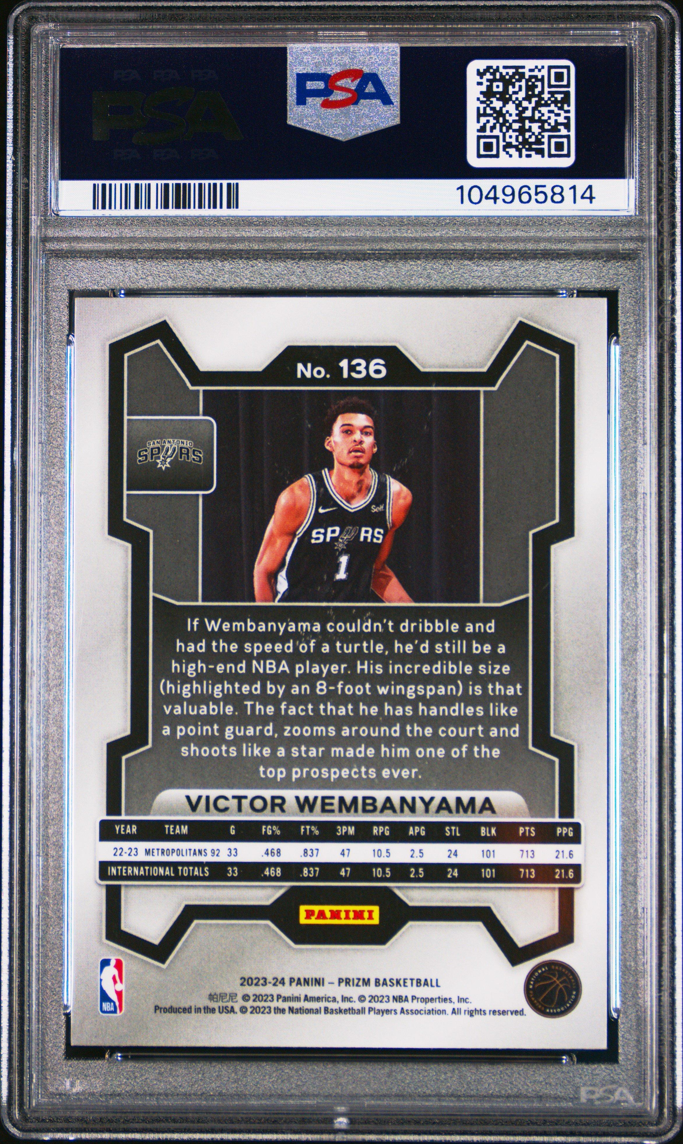 2023 Panini Prizm 136 Victor Wembanyama PSA