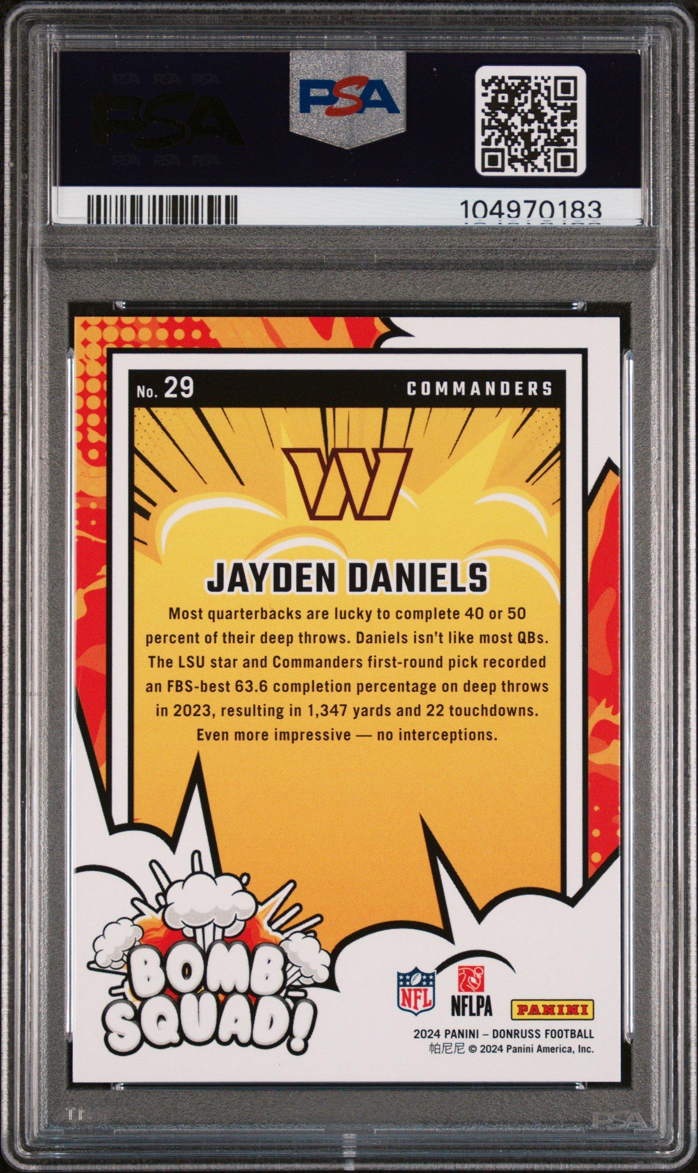 2024 Panini Donruss Bomb Squad 29 Jayden Daniels PSA 10 Graded