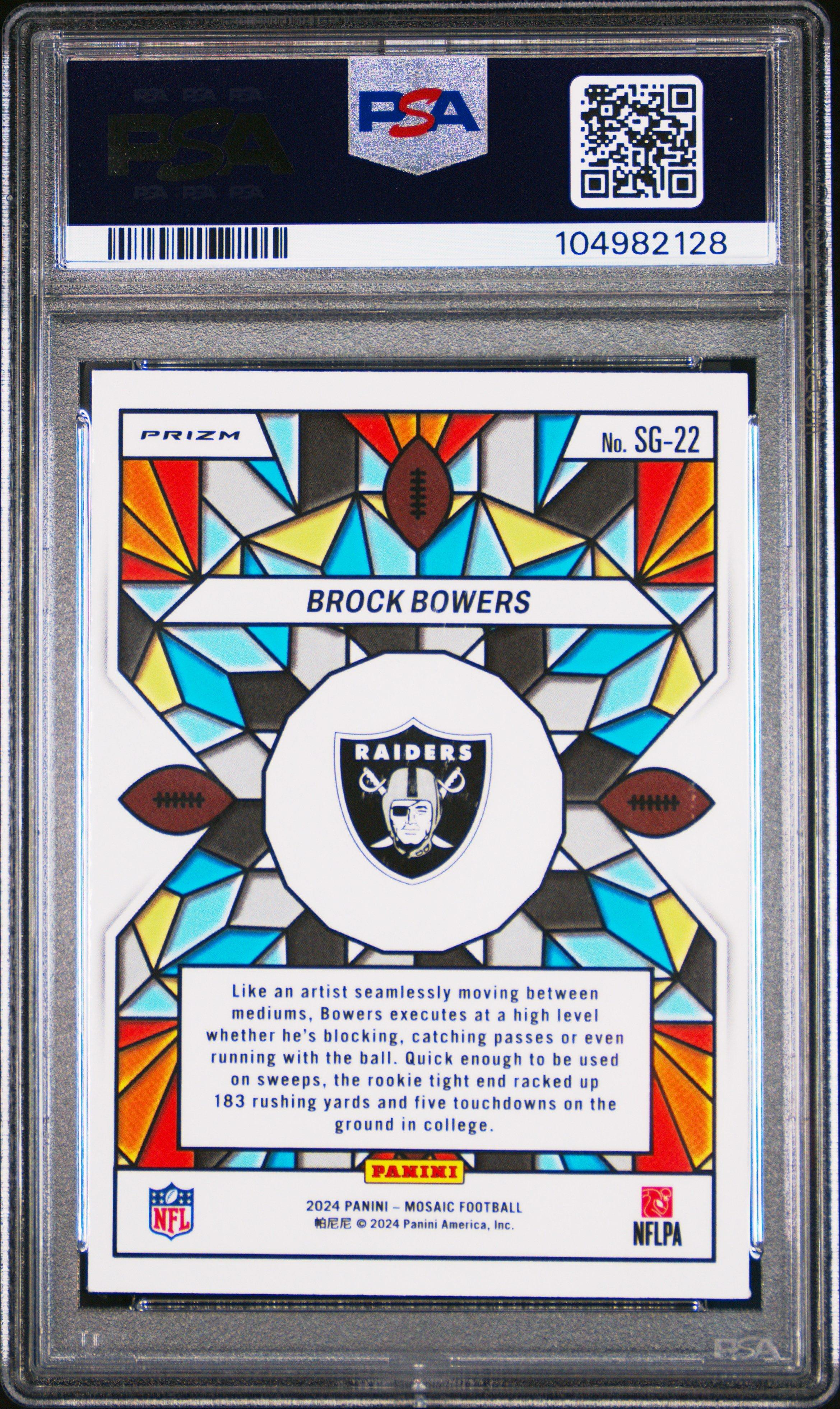 2024 Panini Mosaic Stained Glass Sg22 Brock Bowers PSA 9