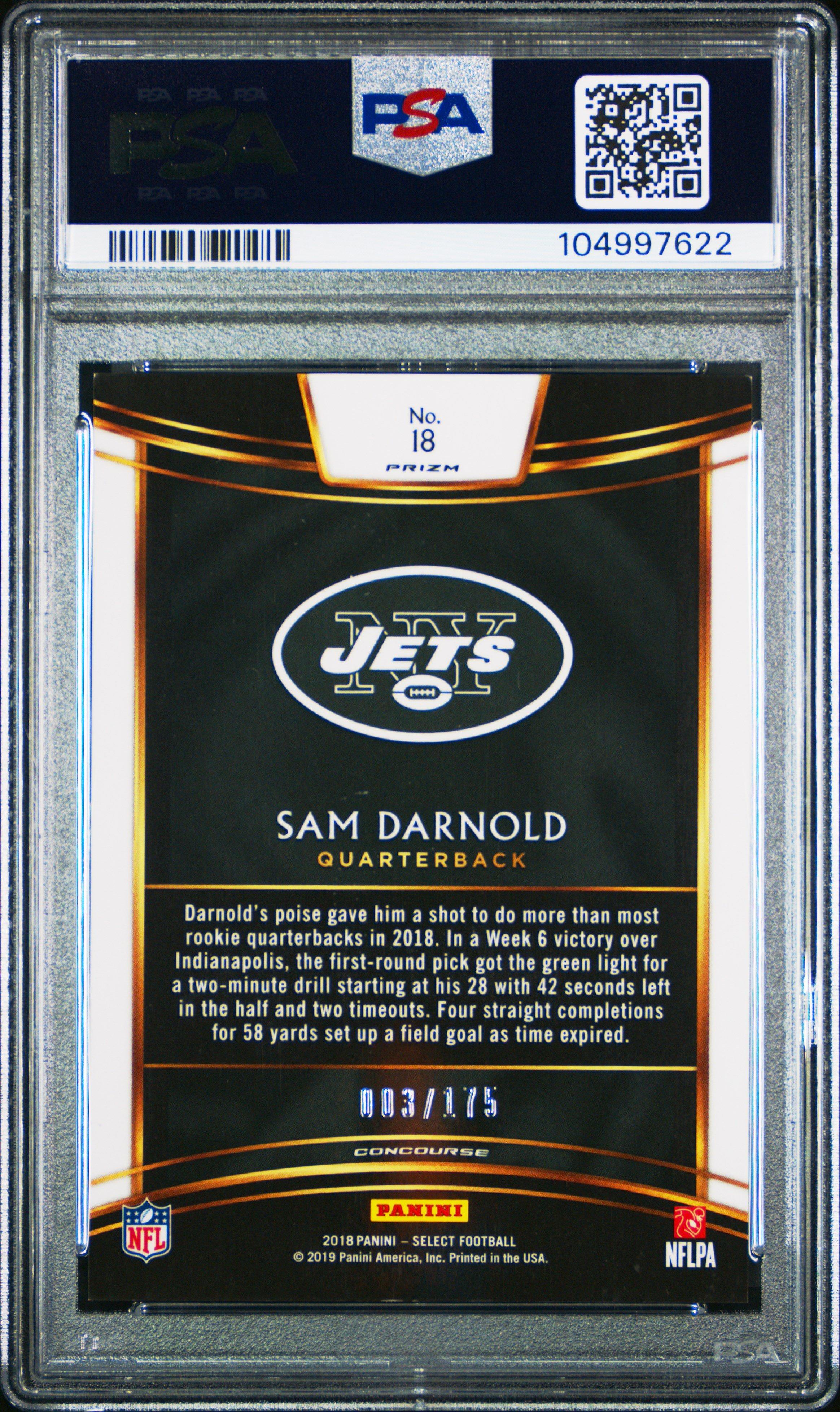 2018 Panini Select 18 Sam Darnold Prizm PSA 9