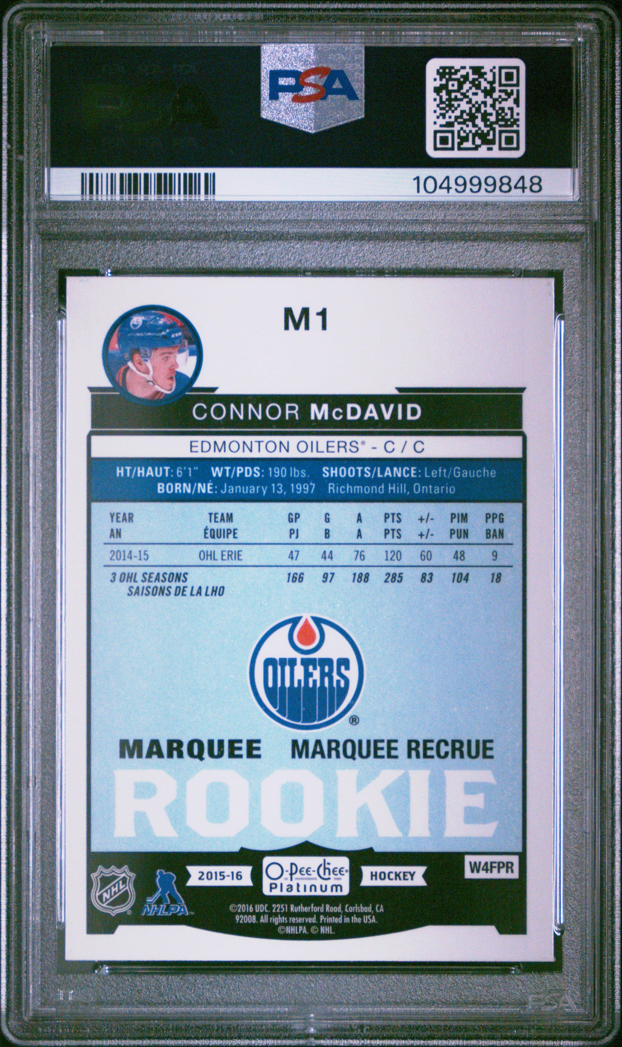 2015 O-pee-chee Platinum Marquee Rookies M1 Connor Mcdavid PSA 9