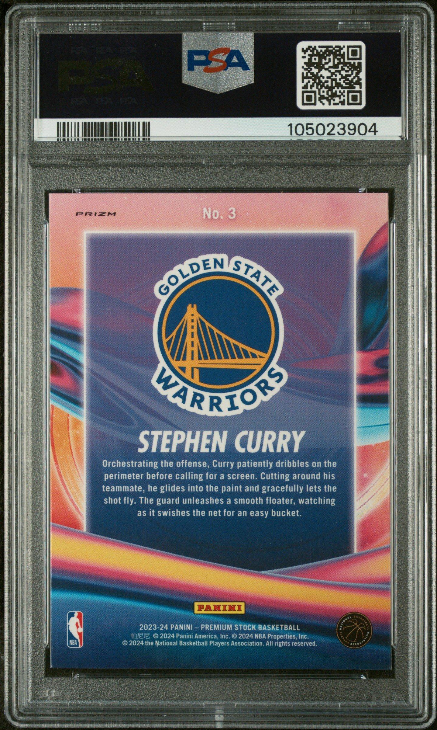 2023 Panini Hoops Premium Stock Anti Gravity 3 Stephen Curry Disco Prizm PSA 10