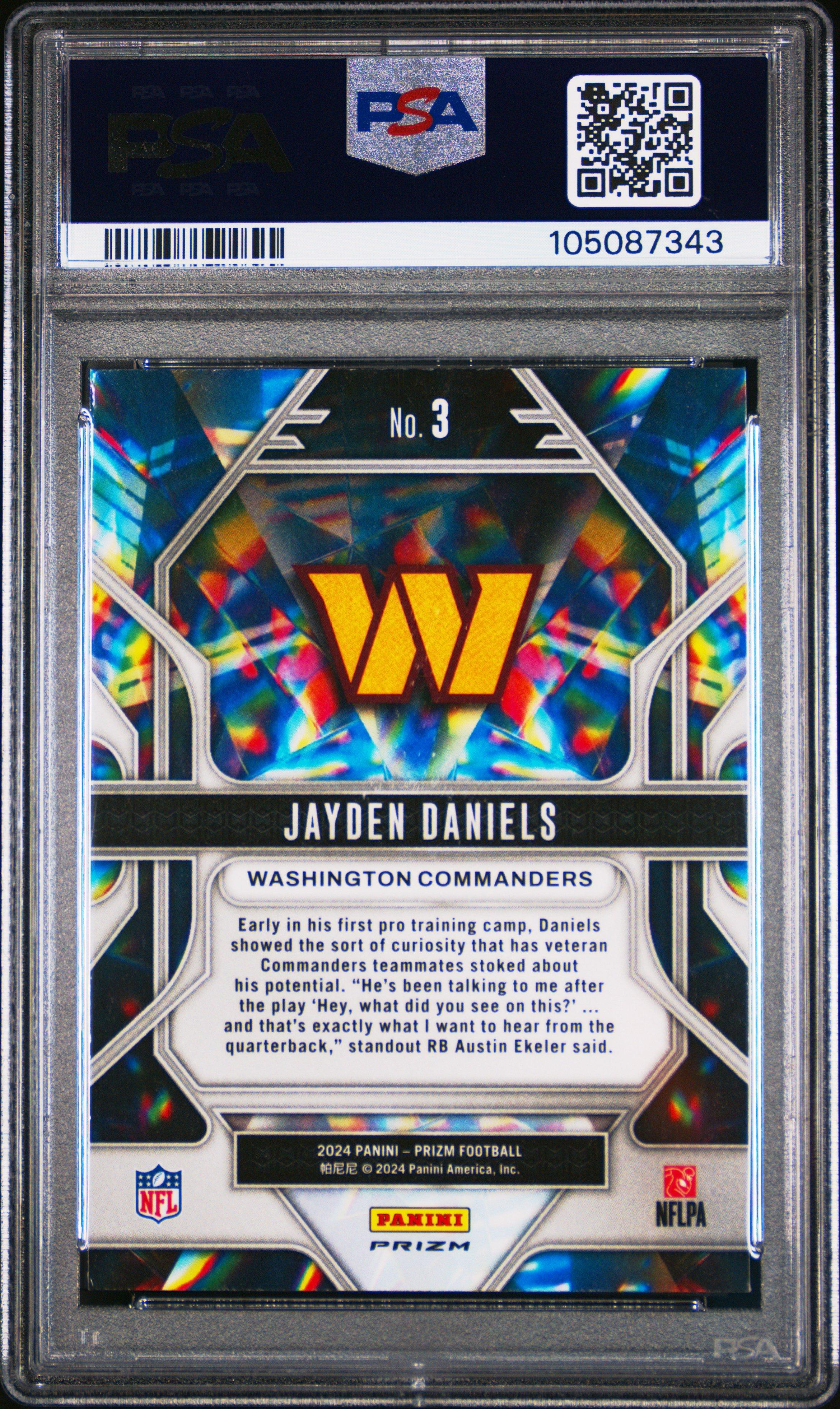 2024 Panini Prizm Prizmatic 3 Jayden Daniels Green Prizm PSA 9