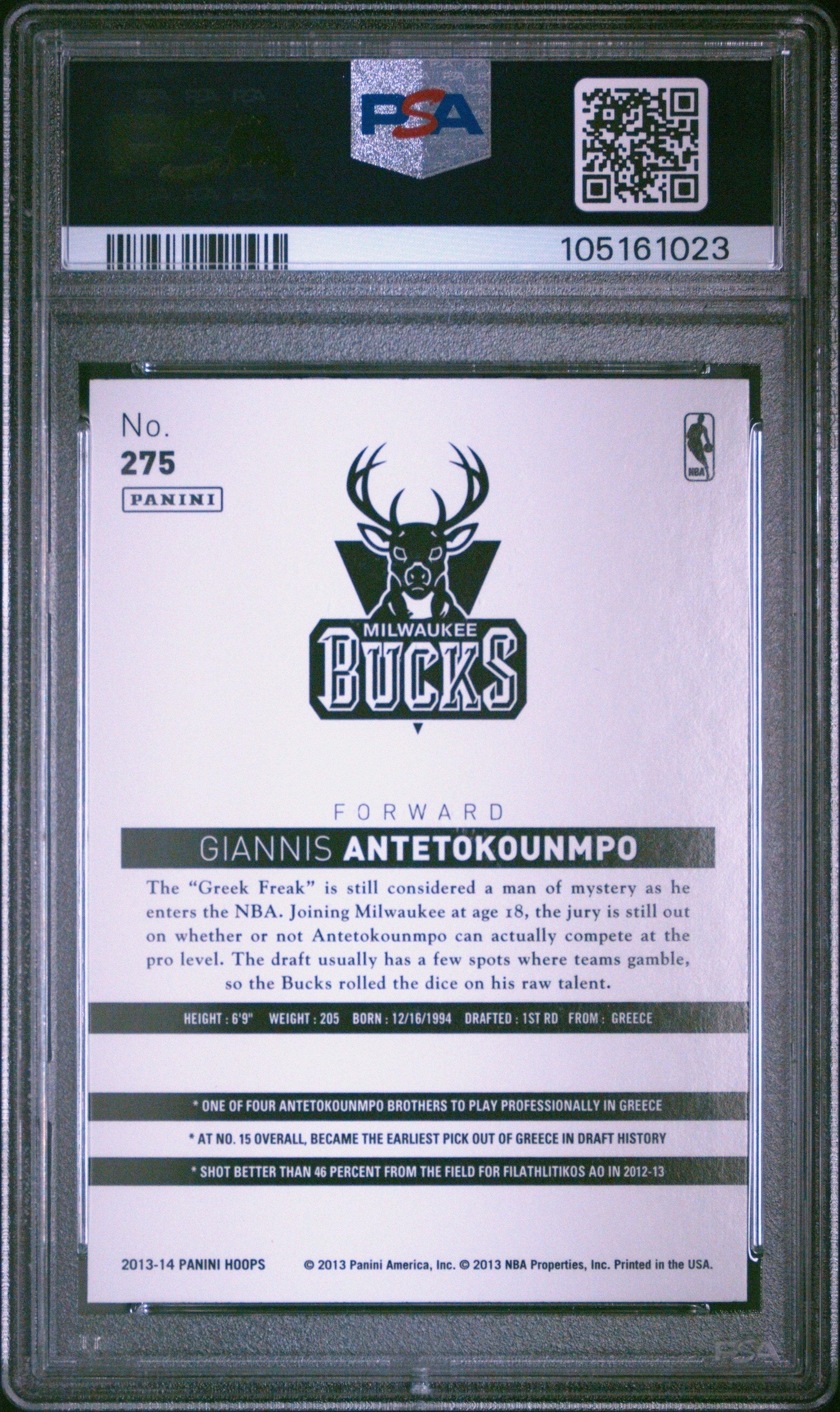 2013 Panini Hoops 275 Giannis Antetokounmpo PSA