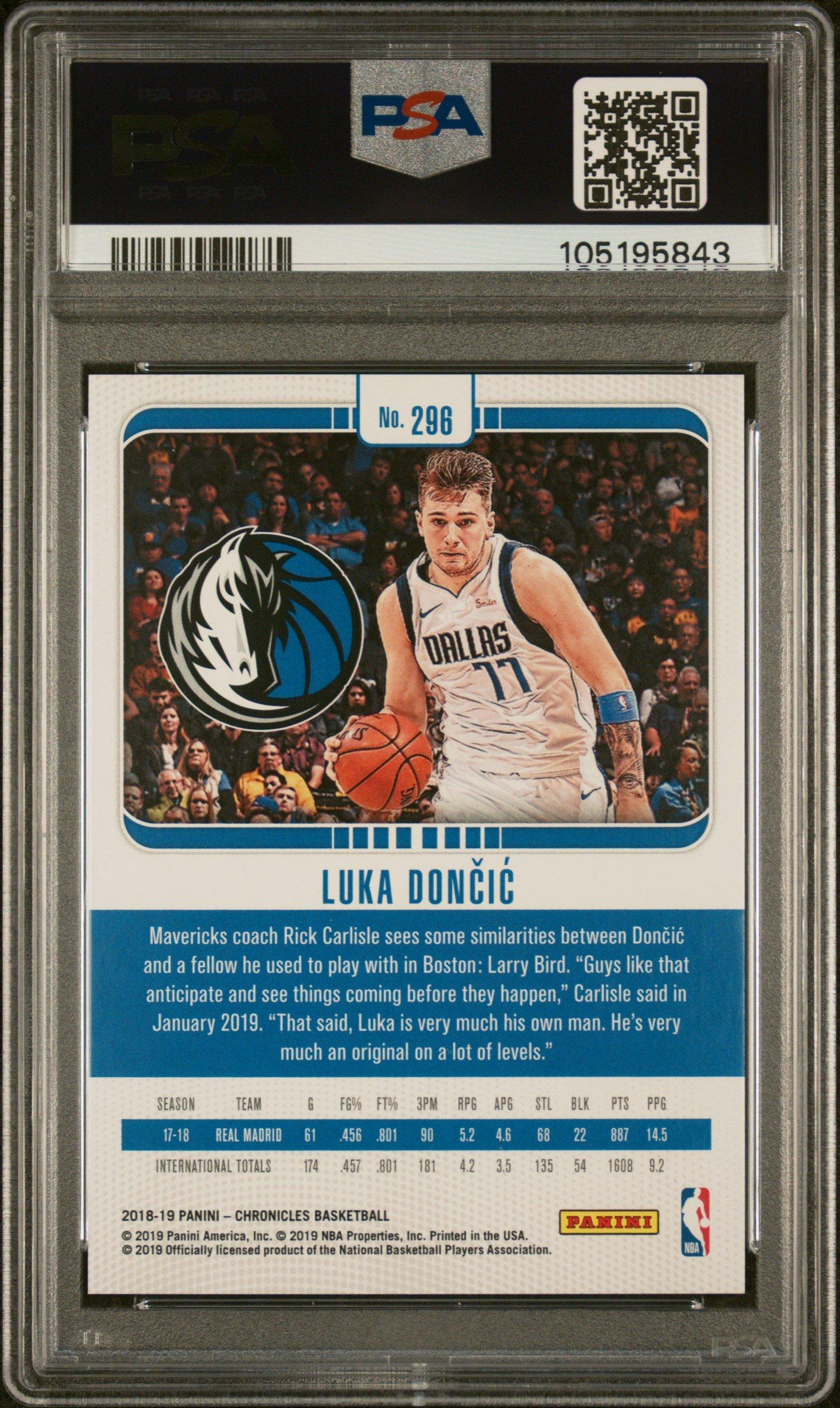 2018 Panini Chronicles 296 Luka Doncic PSA