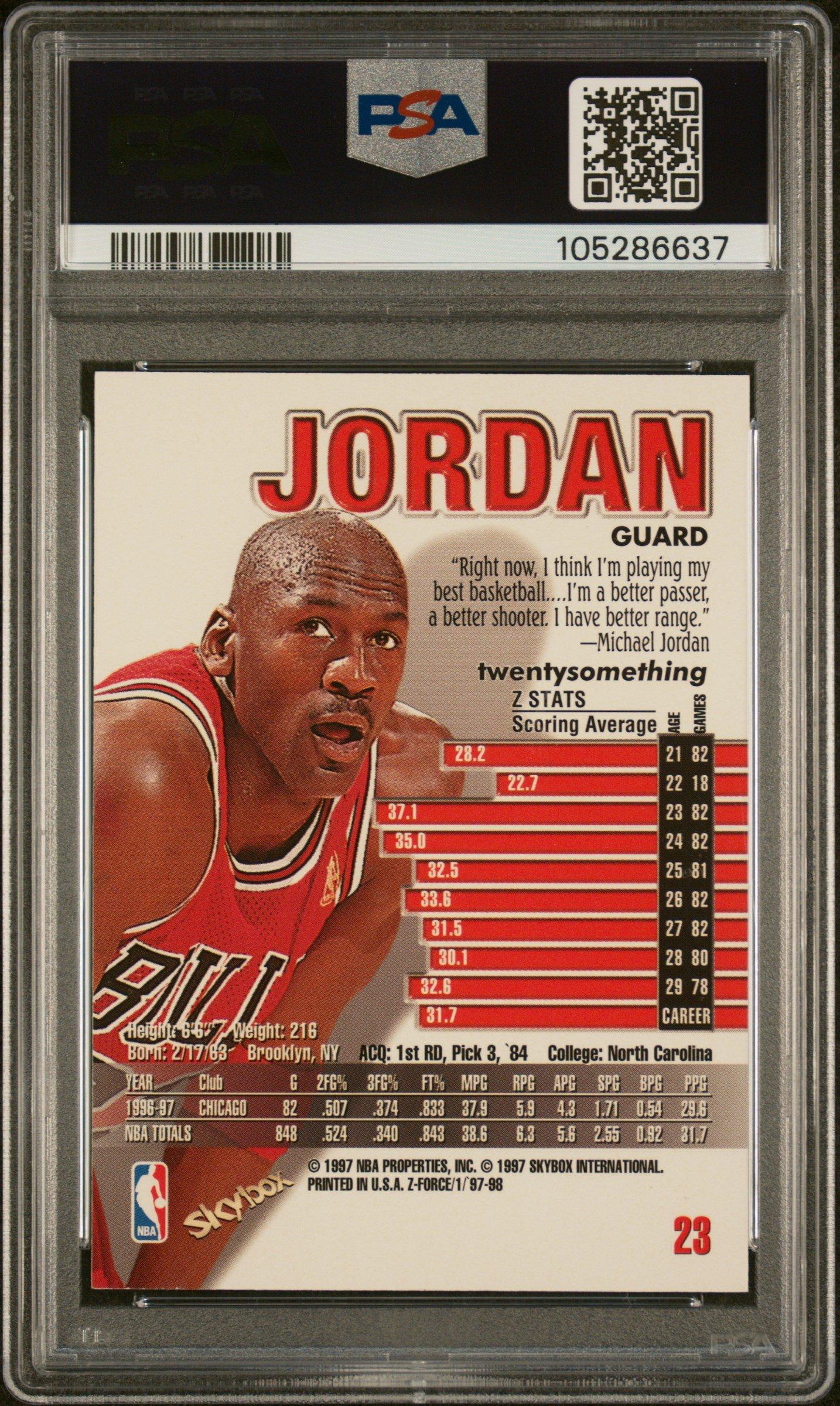 1997 Skybox Z-force 23 Michael Jordan PSA