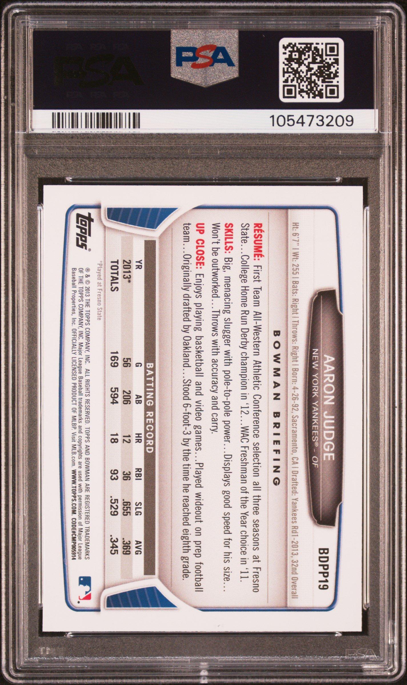 2013 Bowman Draft Picks & Prospects Bdpp19 Aaron Judge PSA