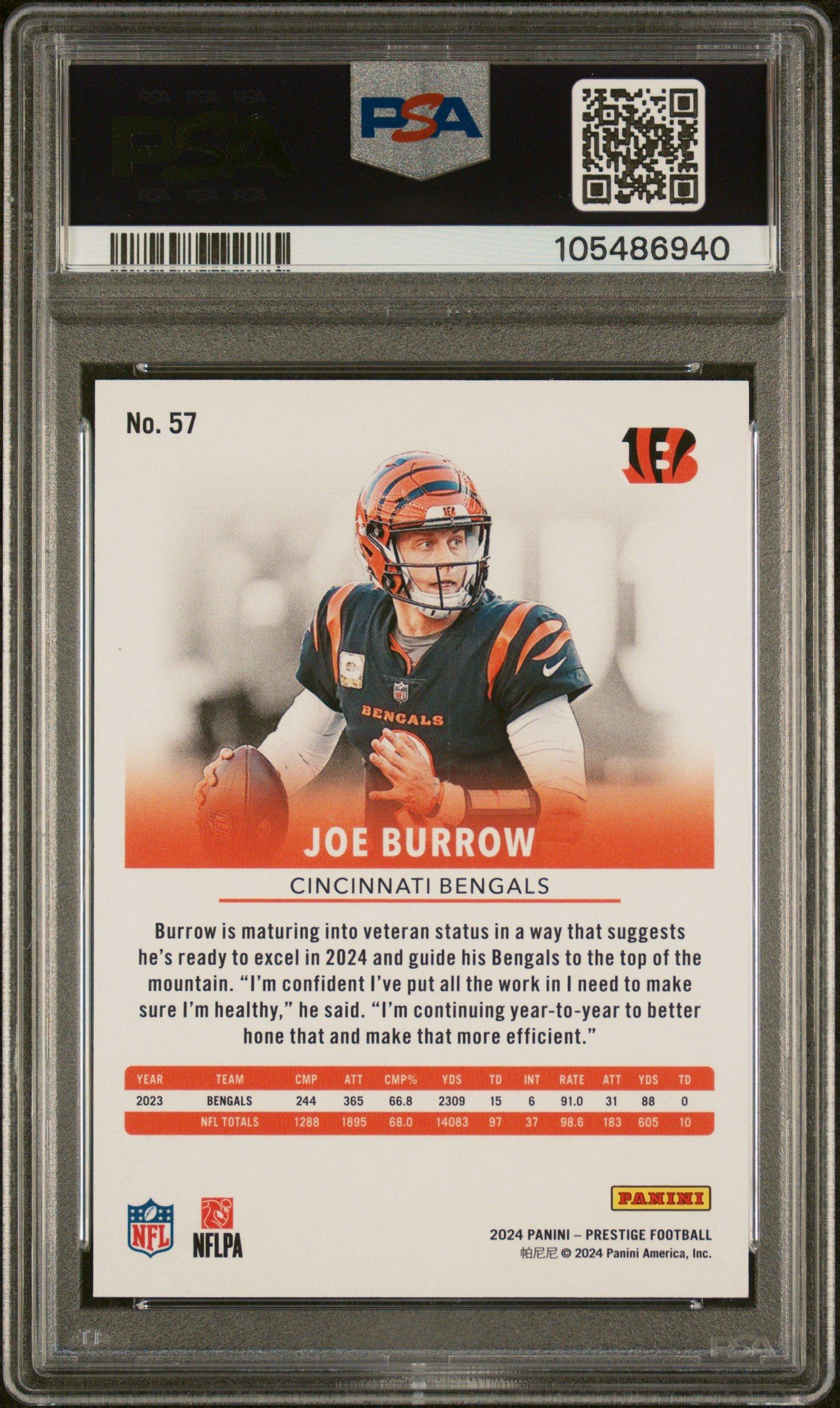 2024 Panini Prestige 57 Joe Burrow Gold Xtra Points PSA 9