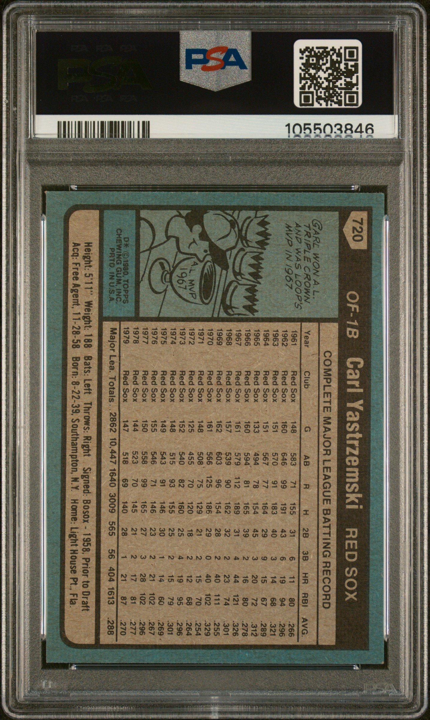 1980 Topps 720 Carl Yastrzemski PSA