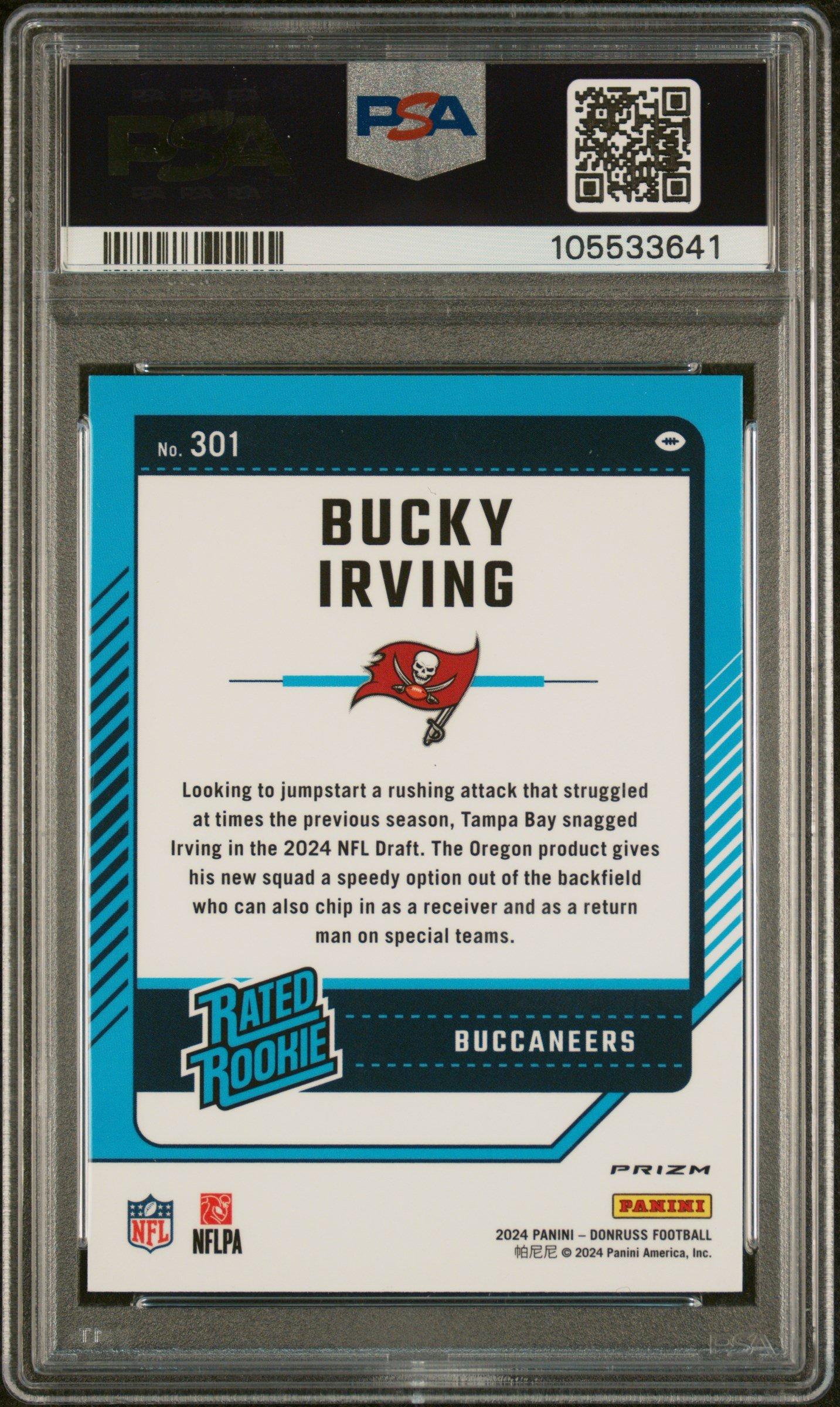 2024 Panini Donruss 301 Bucky Irving Optic Preview-red Pandora PSA 10