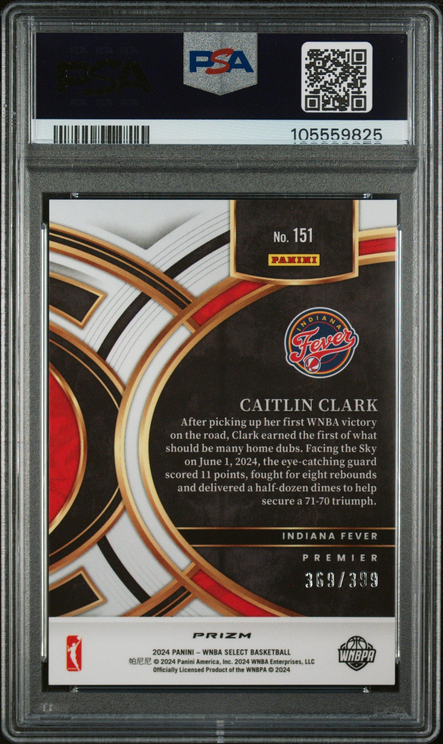 2024 Panini Select Wnba 151 Caitlin Clark Red & Blue Prizm PSA 9