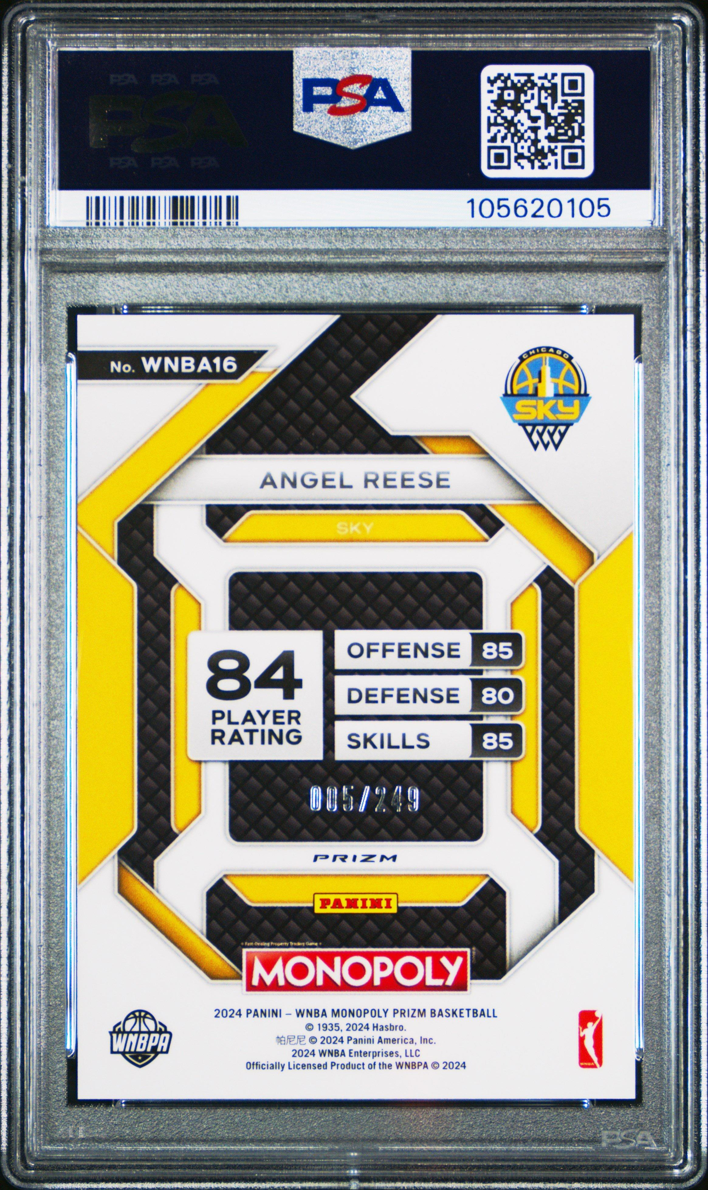 2024 Panini Prizm Monopoly Wnba Insert 16 Angel Reese Brown Prizm PSA 10