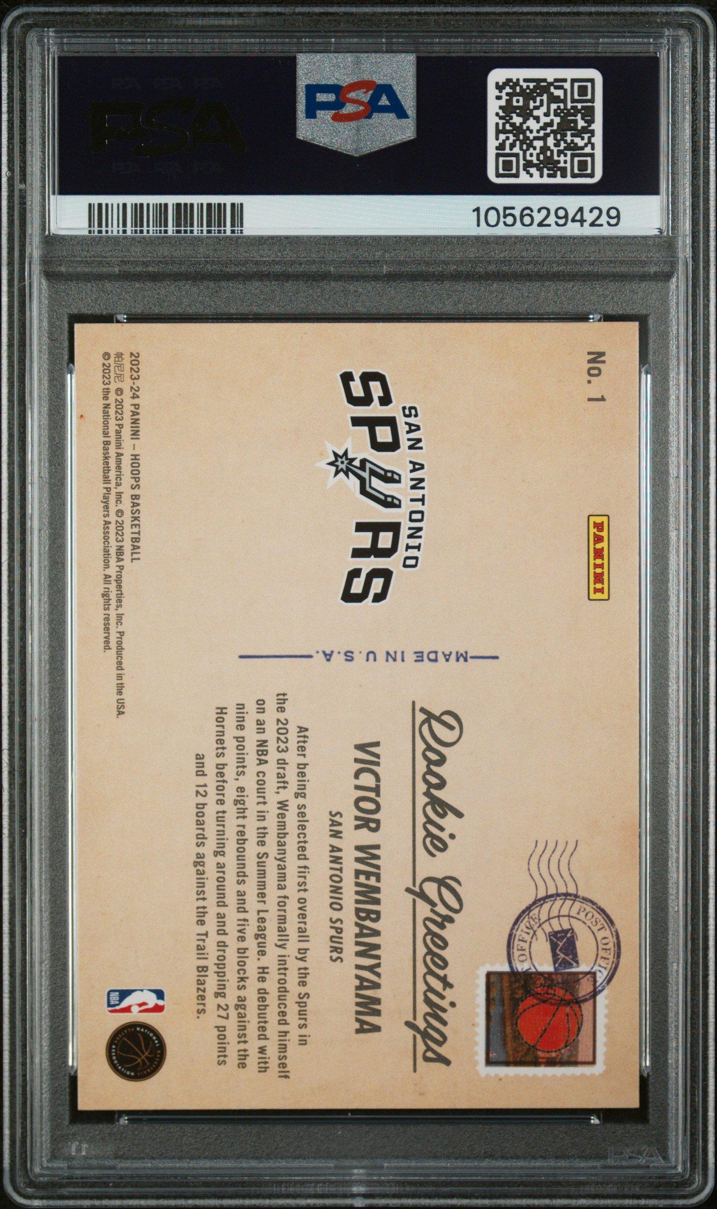 2023 Panini Nba Hoops Rookie Greetings 1 Victor Wembanyama Winter Holo PSA 10