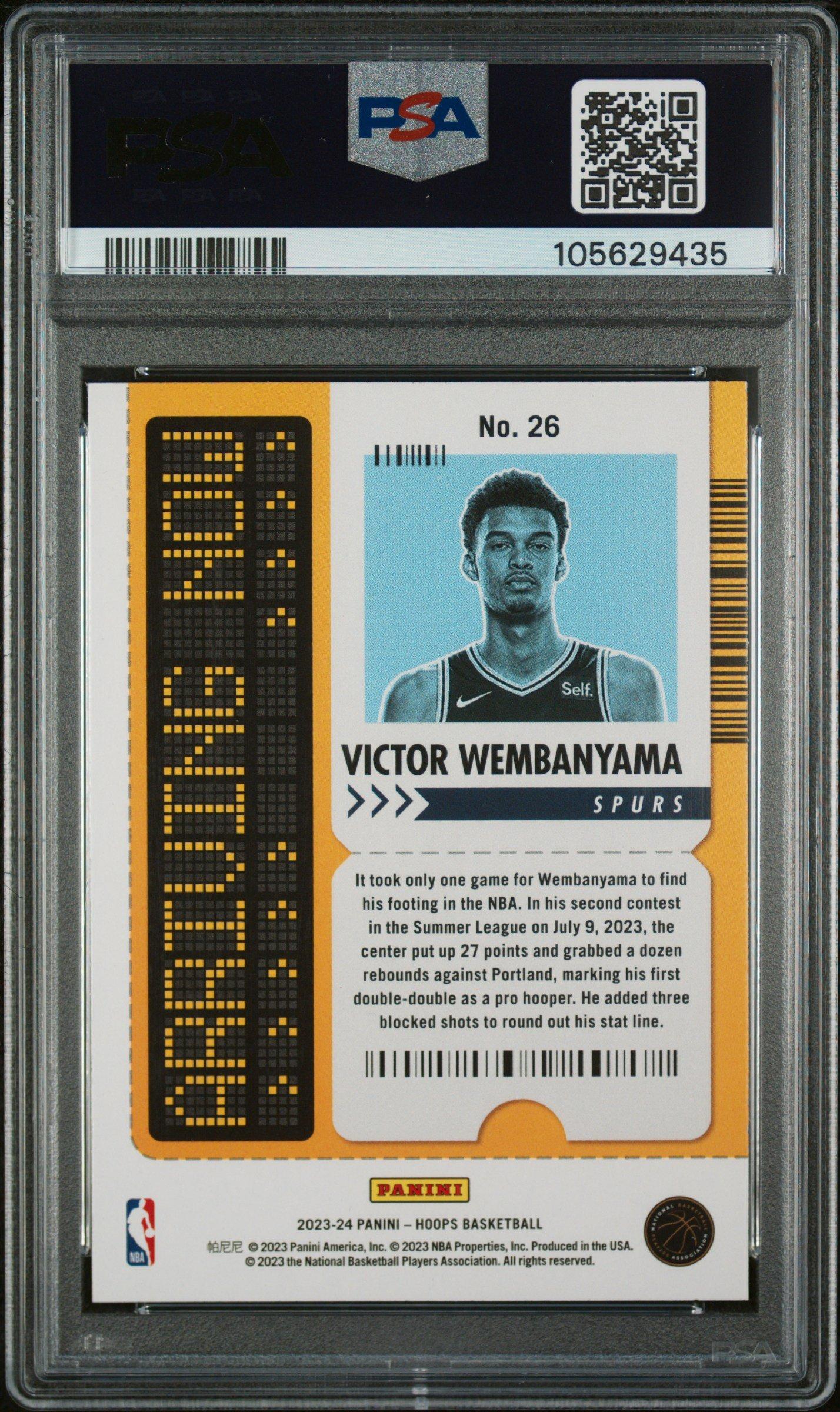 2023 Panini Nba Hoops Arriving Now 26 Victor Wembanyama Winter Holo PSA 10