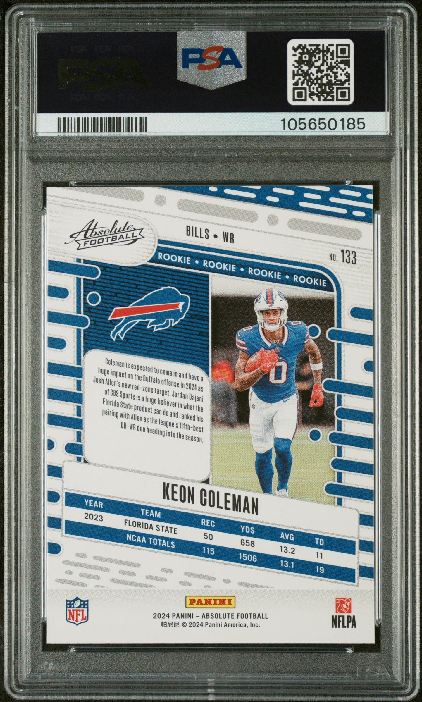 2024 Panini Absolute 133 Keon Coleman PSA 10