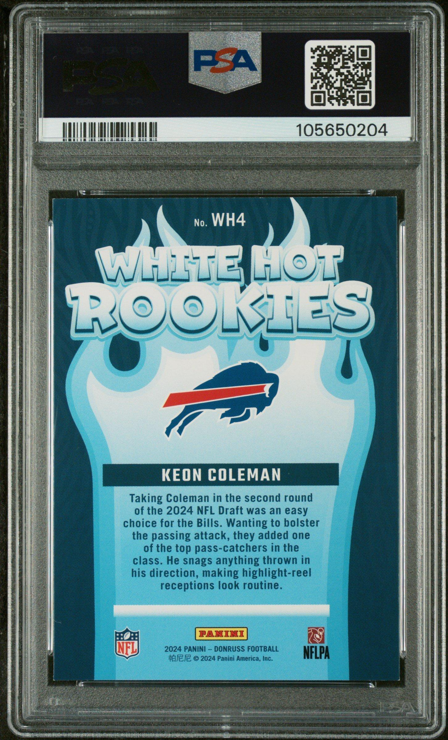 2024 Panini Donruss White Hot Rookies Wh4 Keon Coleman PSA 9