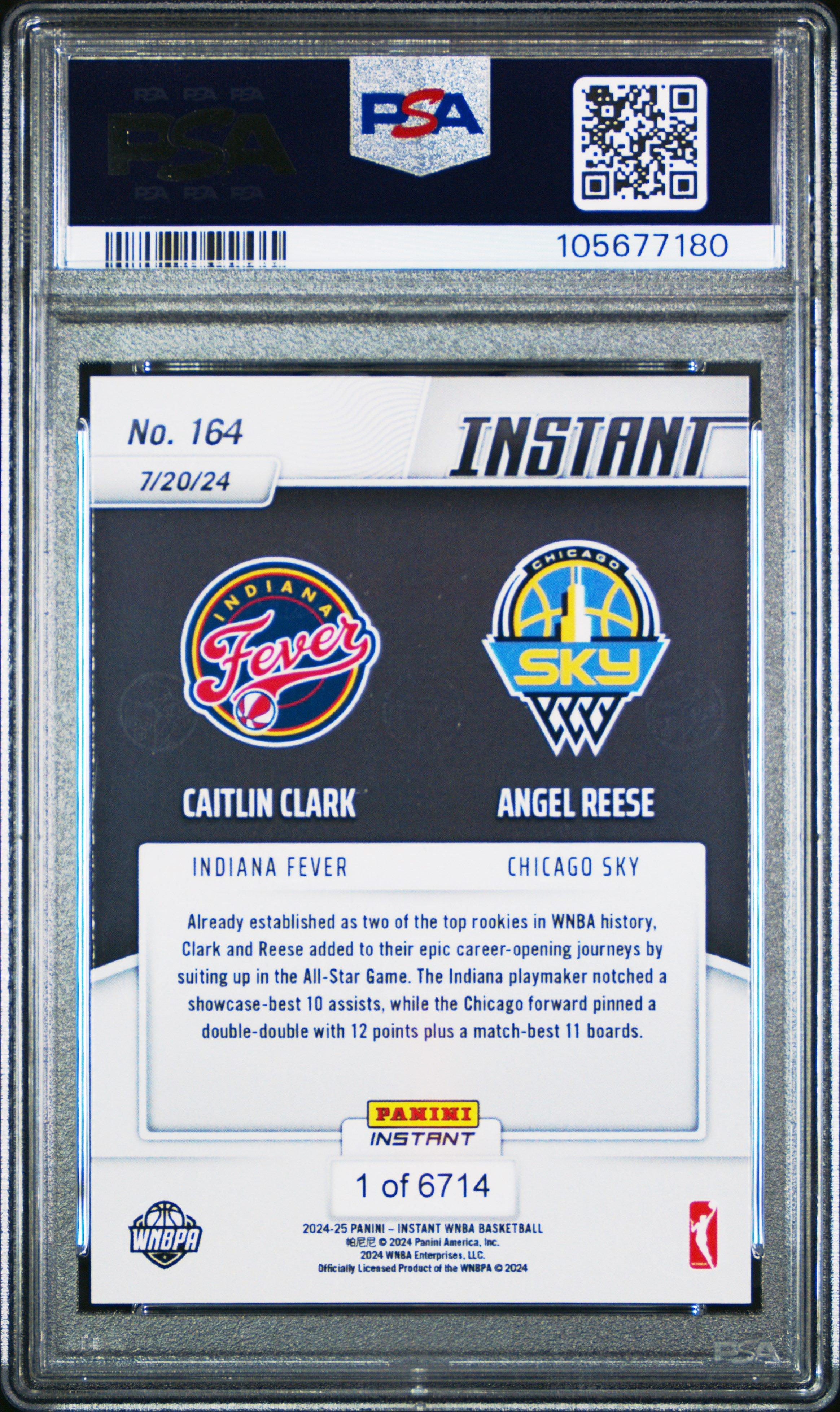 2024 Panini Instant Wnba 164 Caitlin Clark/angel Reese PSA