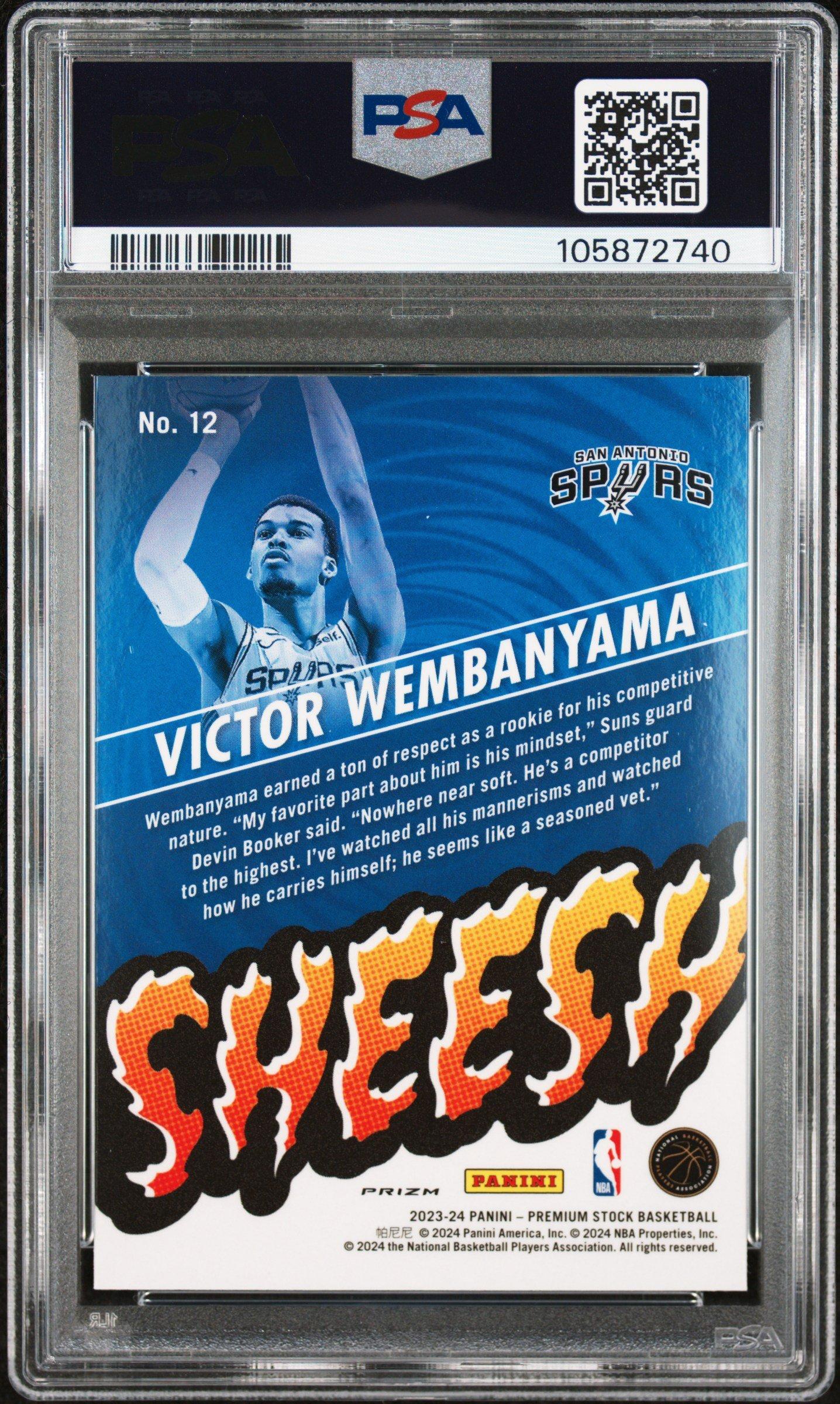 2023 Panini Hoops Premium Stock Sheesh 12 Victor Wembanyama Silver Prizm PSA 10
