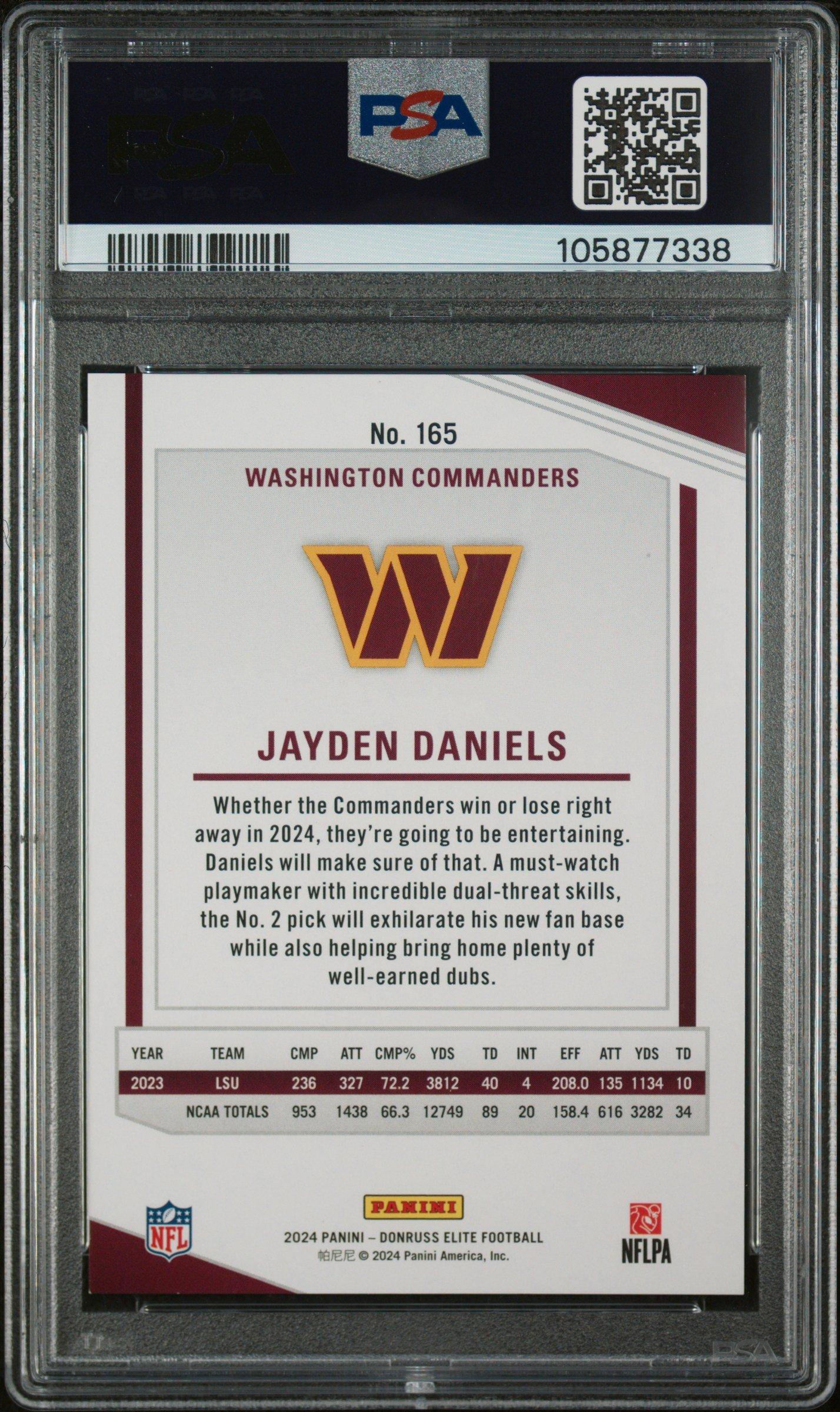2024 Panini Donruss Elite 165 Jayden Daniels PSA 9