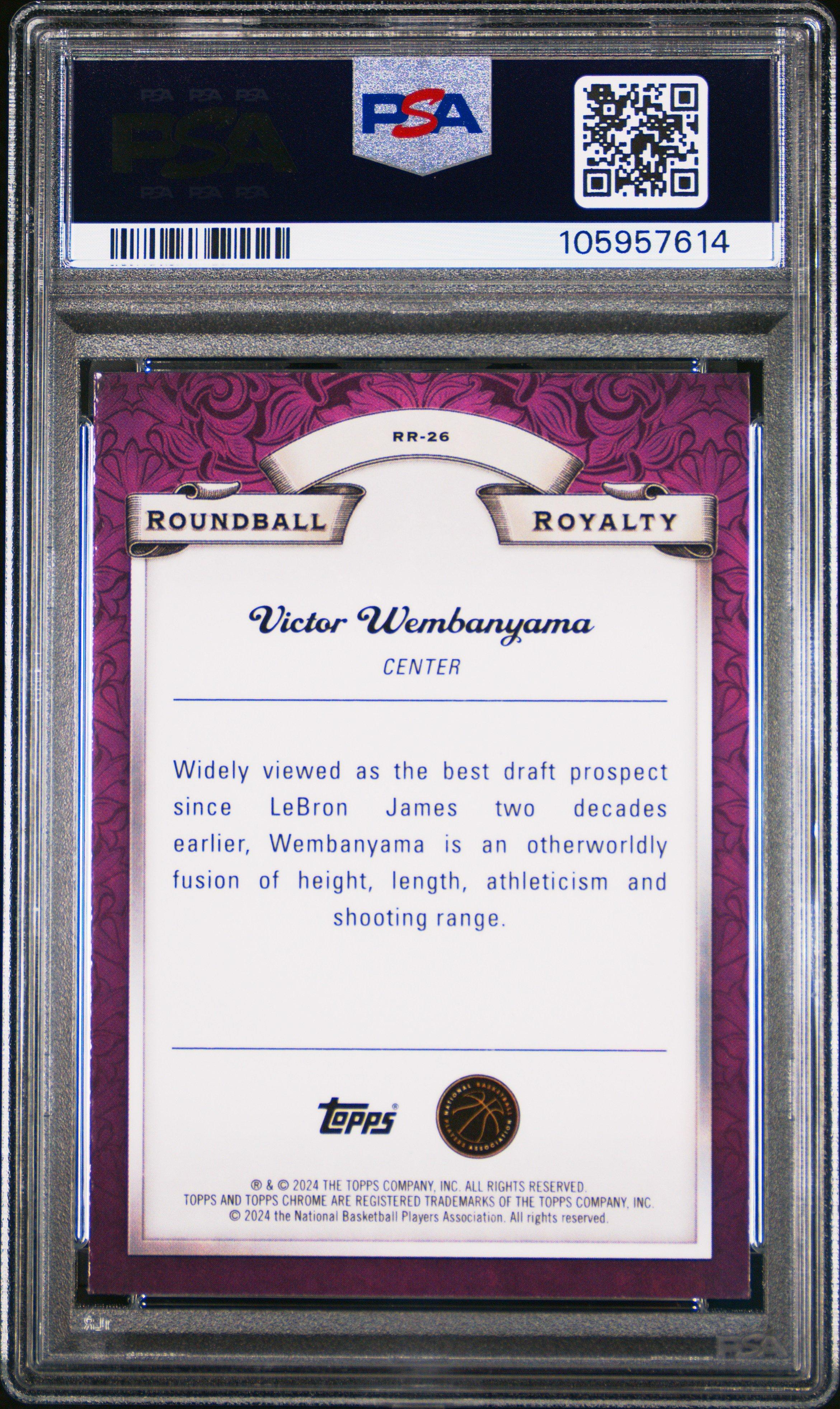 2023 Topps Chrome Roundball Royalty Rr26 Victor Wembanyama Pink Refractor PSA 9