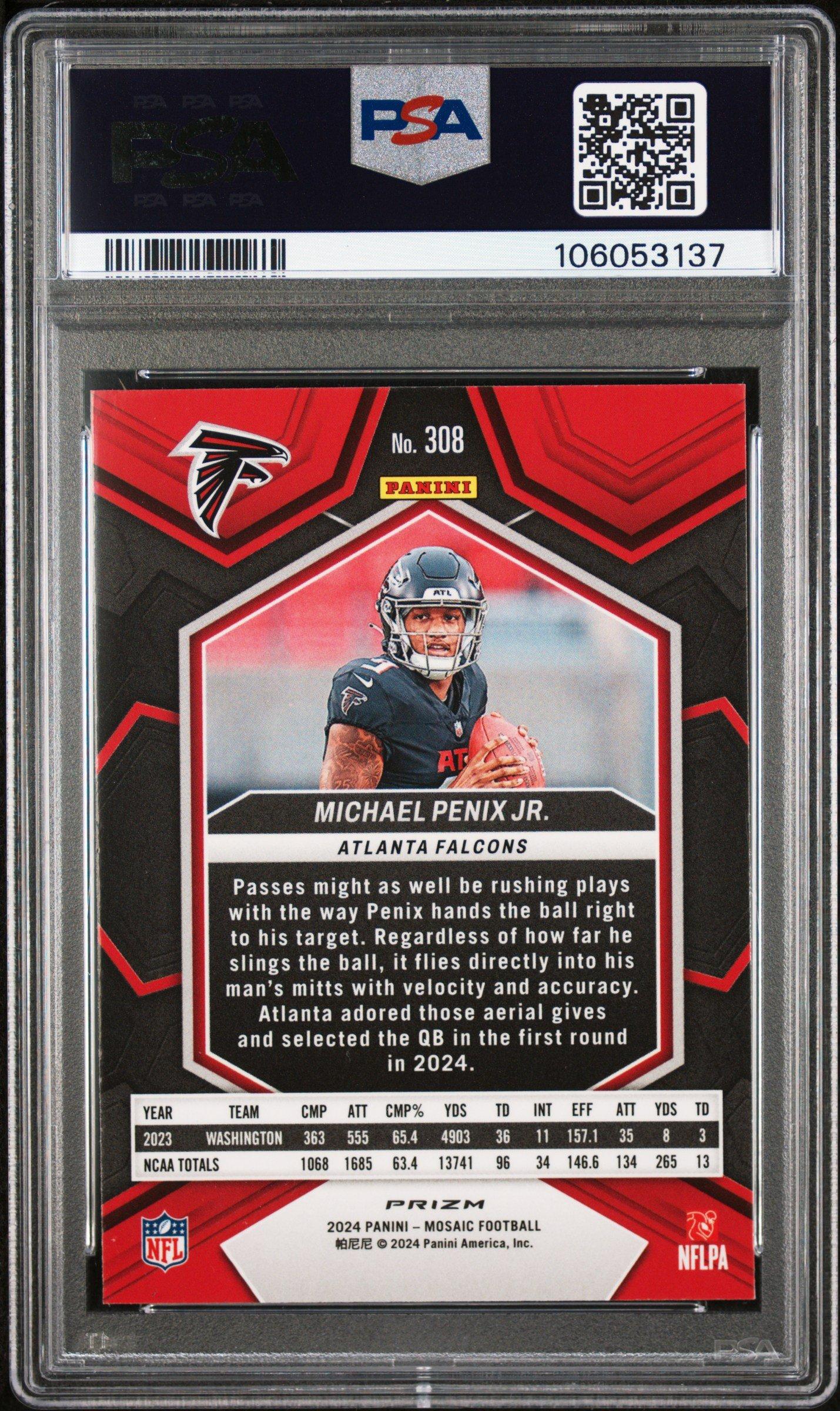 2024 Panini Mosaic 308 Michael Penix Jr. Green PSA 10