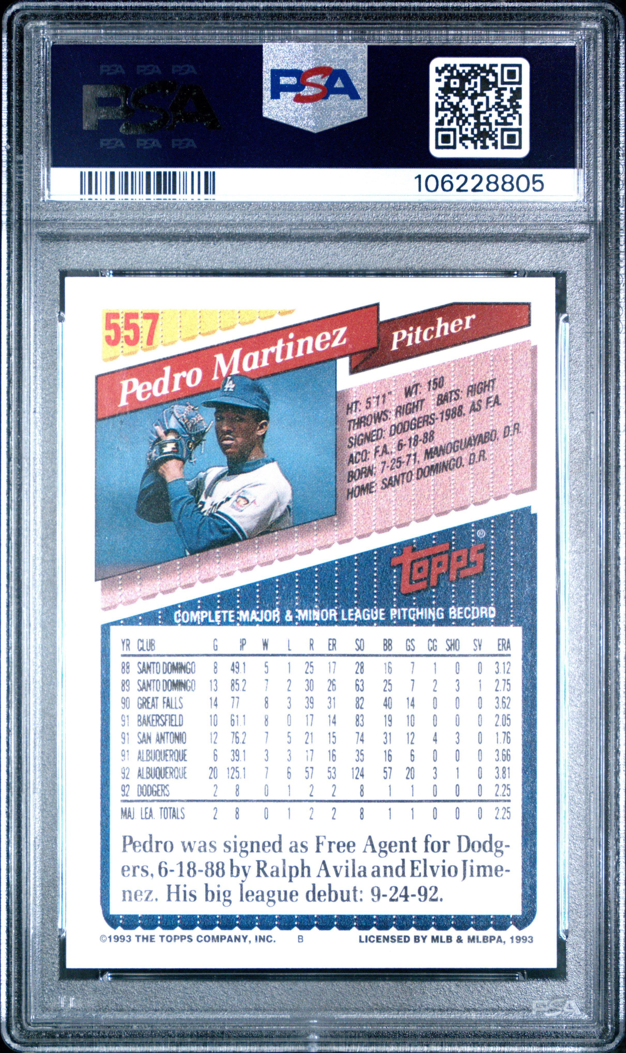 1993 Topps Gold 557 Pedro Martinez PSA 9