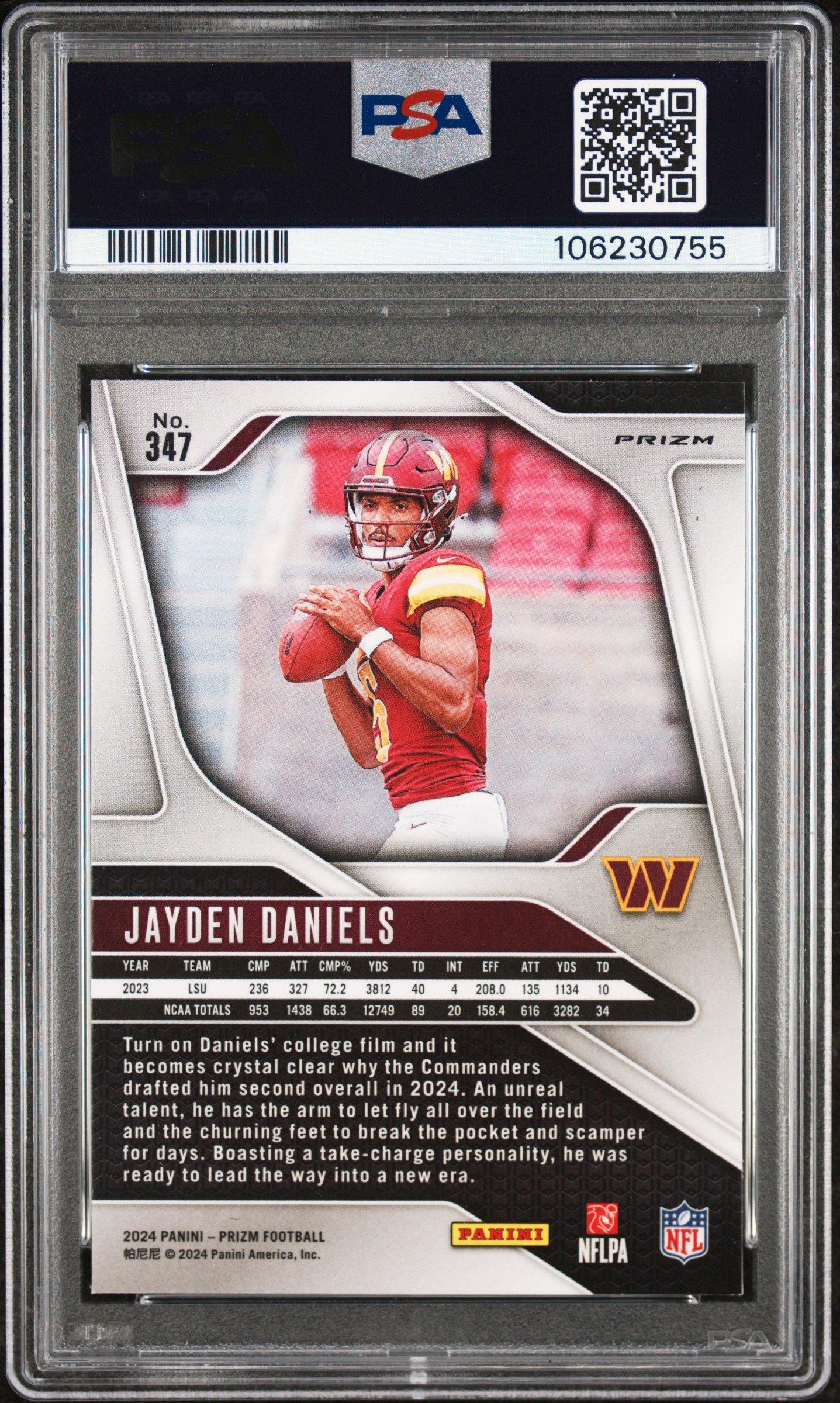 2024 Panini Prizm 347 Jayden Daniels Green Wave PSA 9
