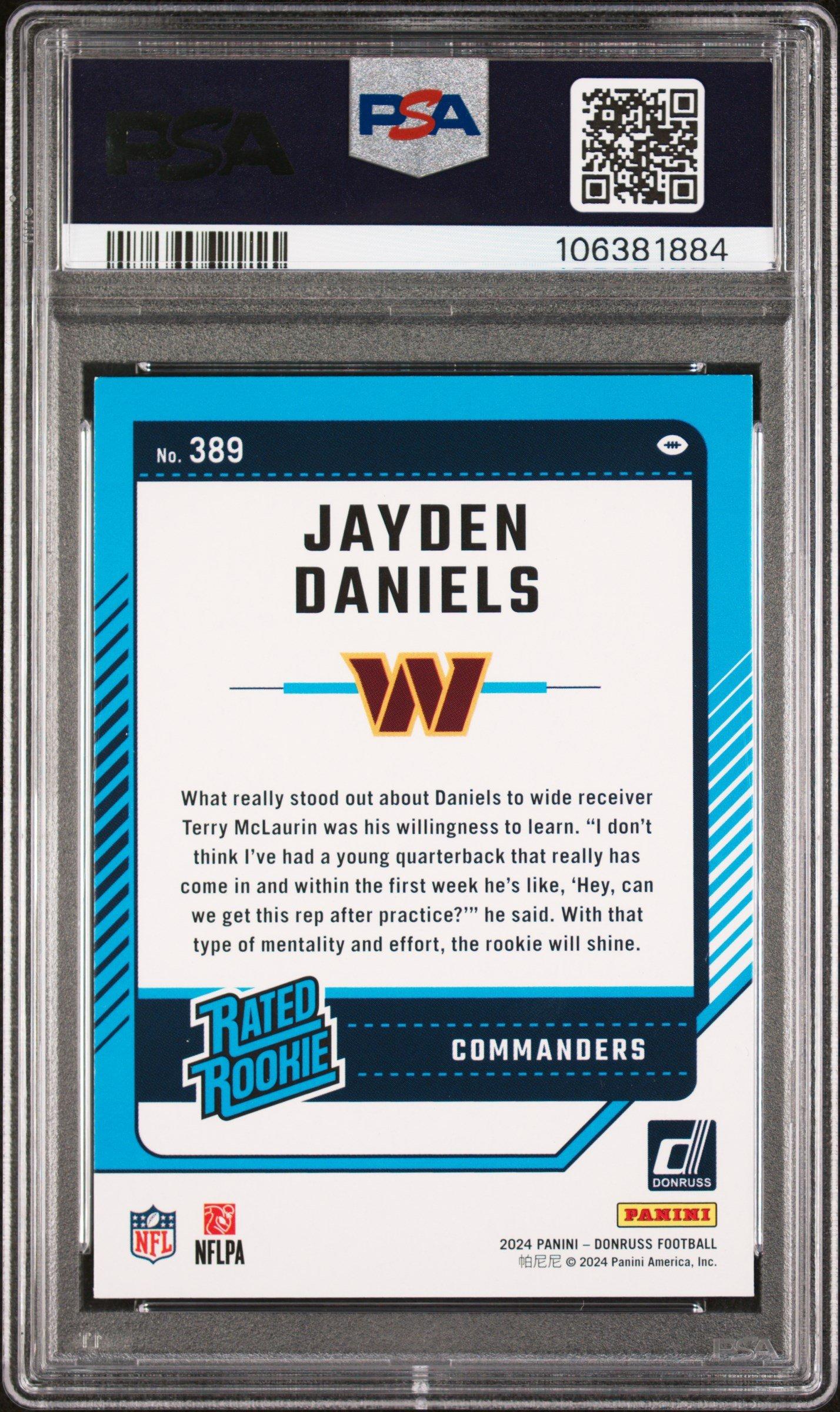 2024 Panini Donruss 389 Jayden Daniels Press Proof PSA